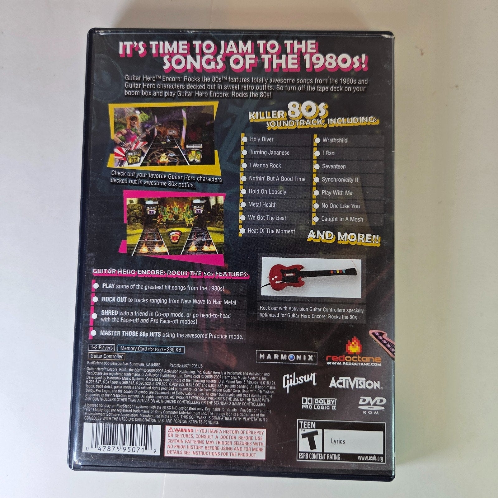 Guitar Hero Encore: Rocks the 80s (Sony PS2, 2007) Complete with Manual