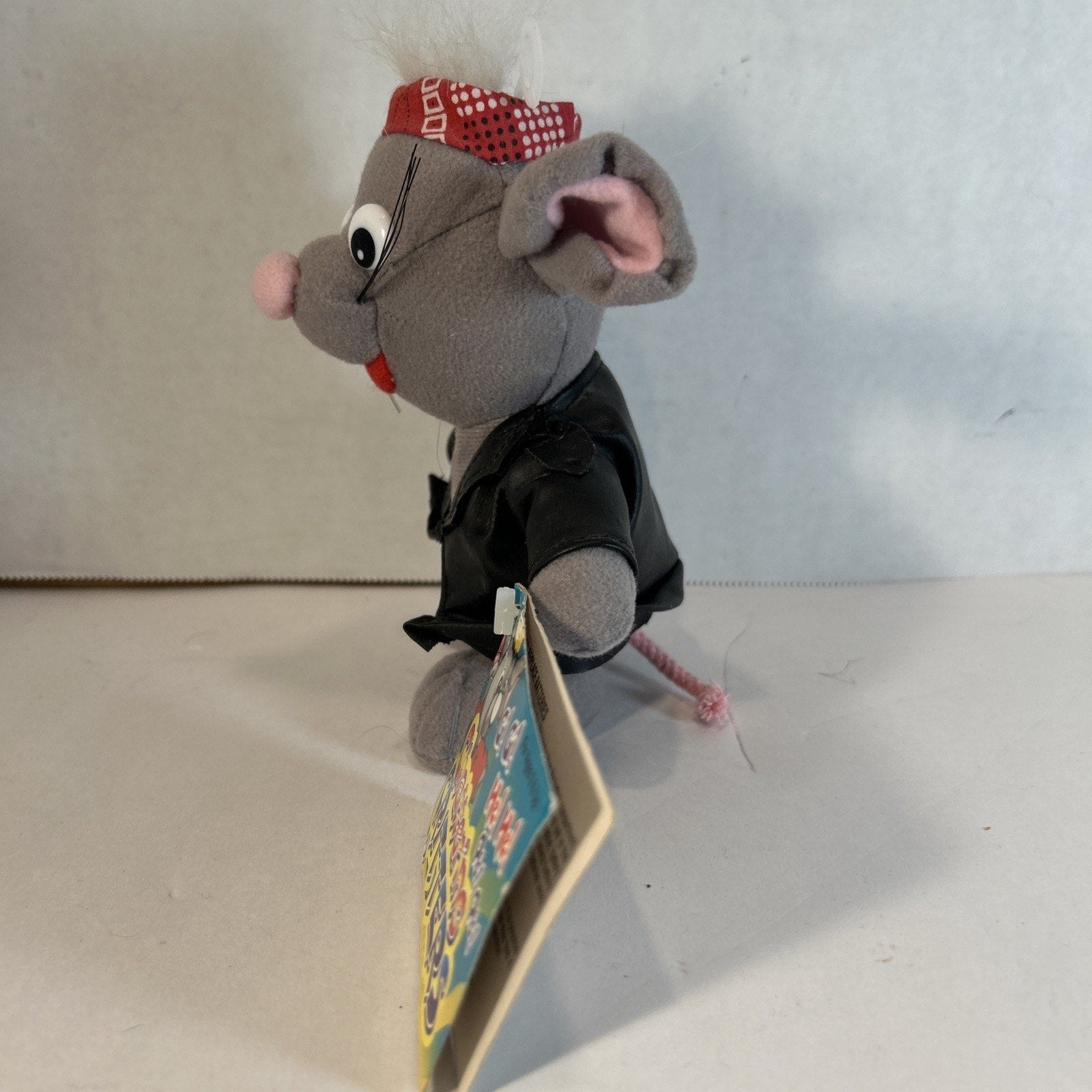 Chattering Critter Mouse Wearing a Leather Jacket and a Red Bandana