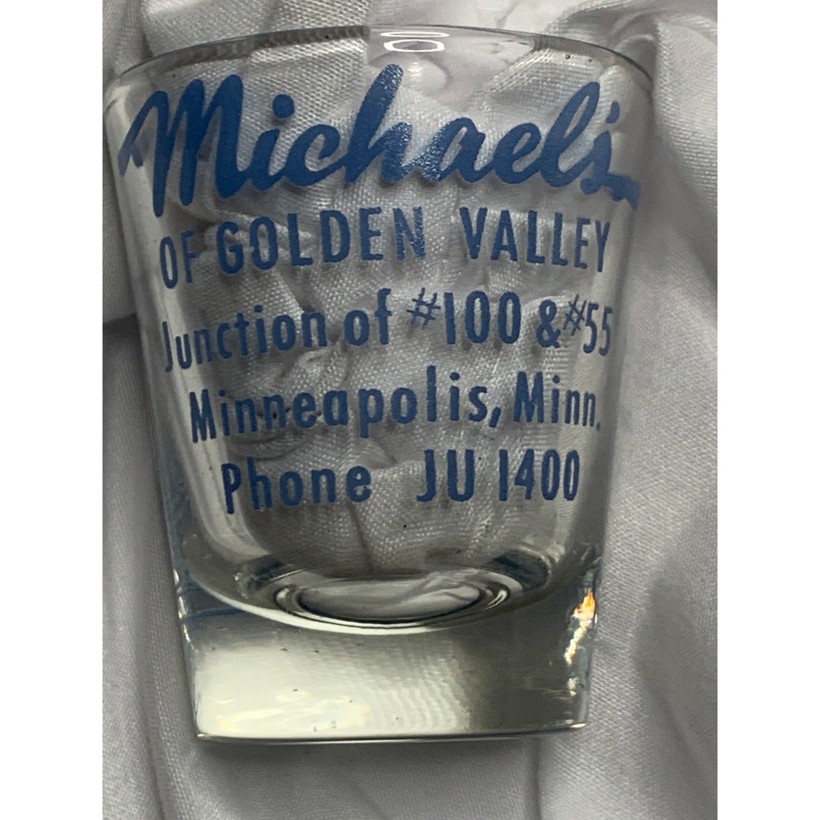 Vintage 1950s Michael’s Golden Valley MN Advertising Shot Glass JU 1400
