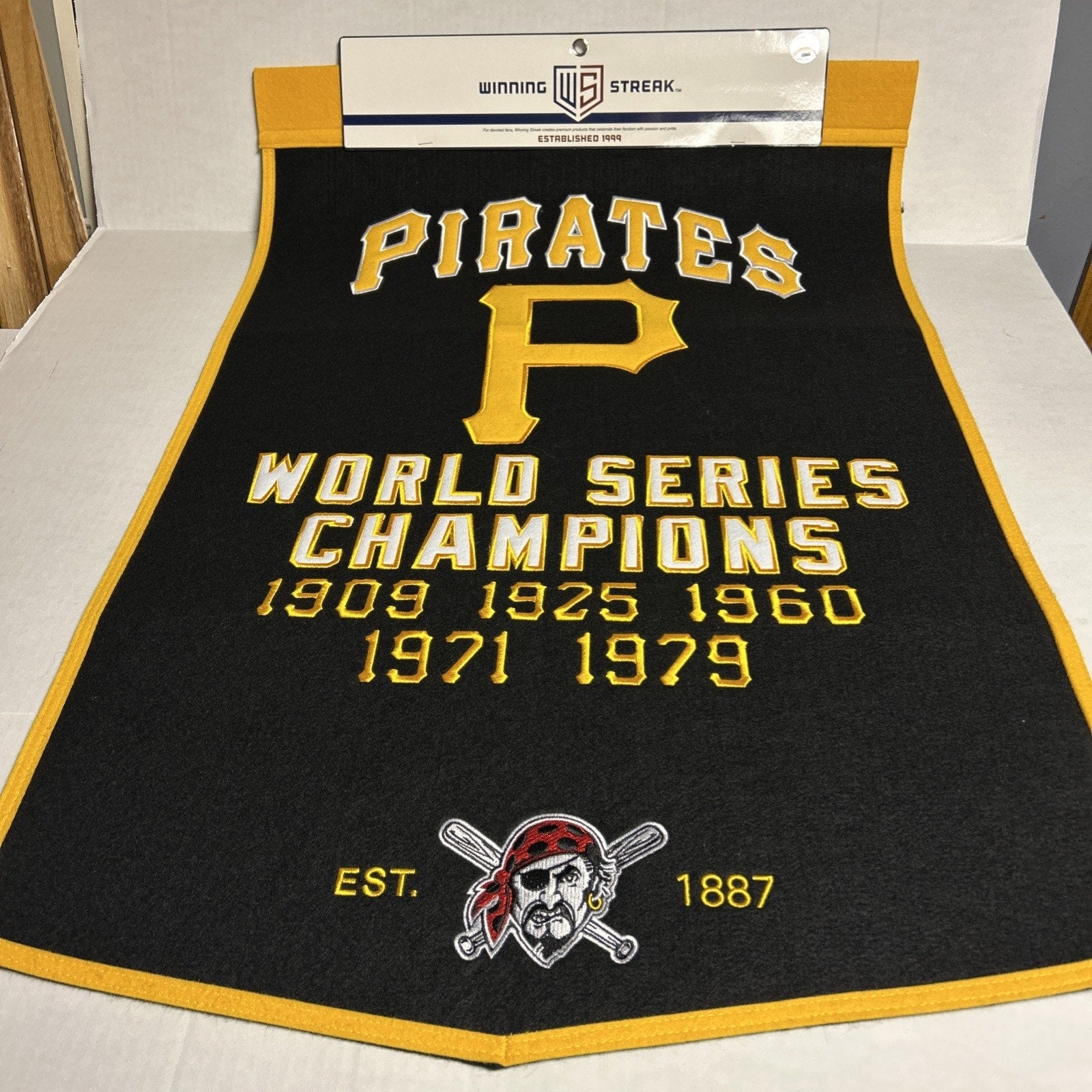 Pittsburgh Pirates Wool Blend MLB Champions Banner, 24" x 36"