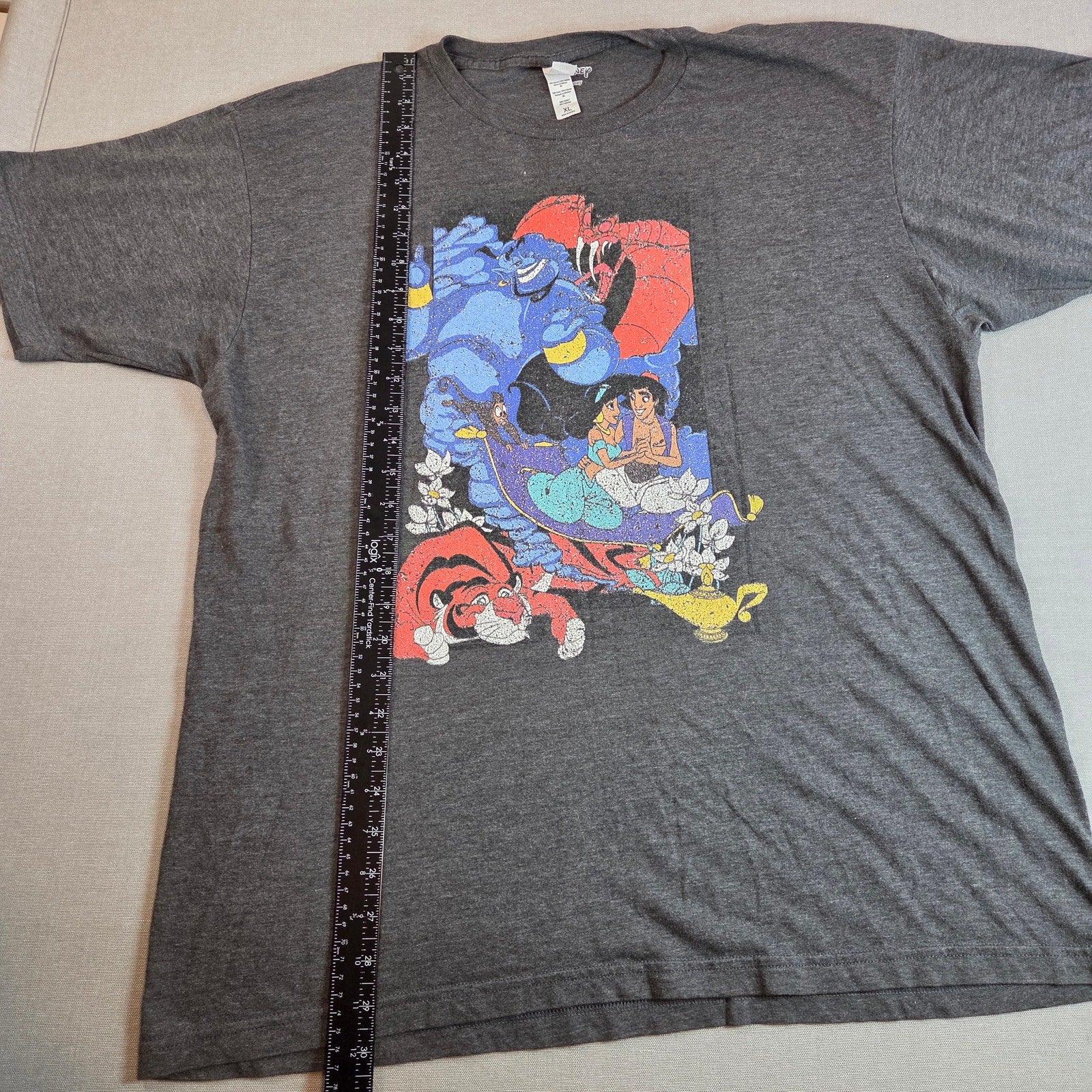 Disney Aladdin Genie Jasmine Abu Graphic Tee Shirt XL Tultex Gray