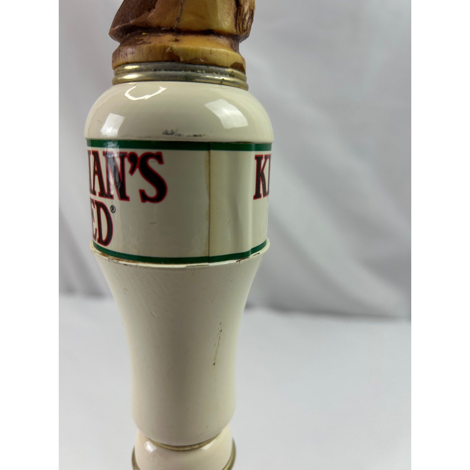 George Killian's Irish Red Horse Head Ceramic Wood Beer Tap Handle 12in