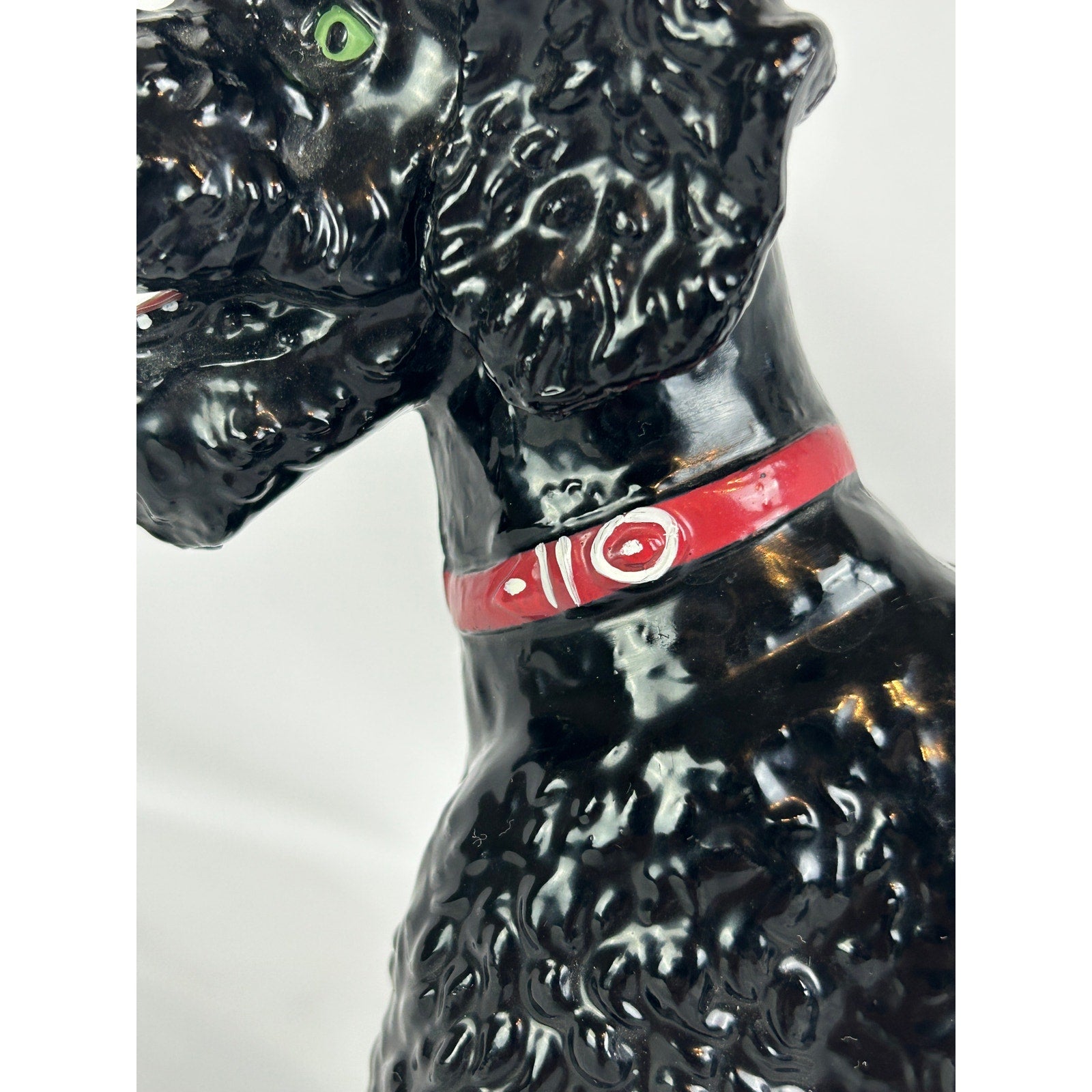 Vintage Black Poodle Dog Figurine 8 Inch Glossy Mid-Century Breyer Style