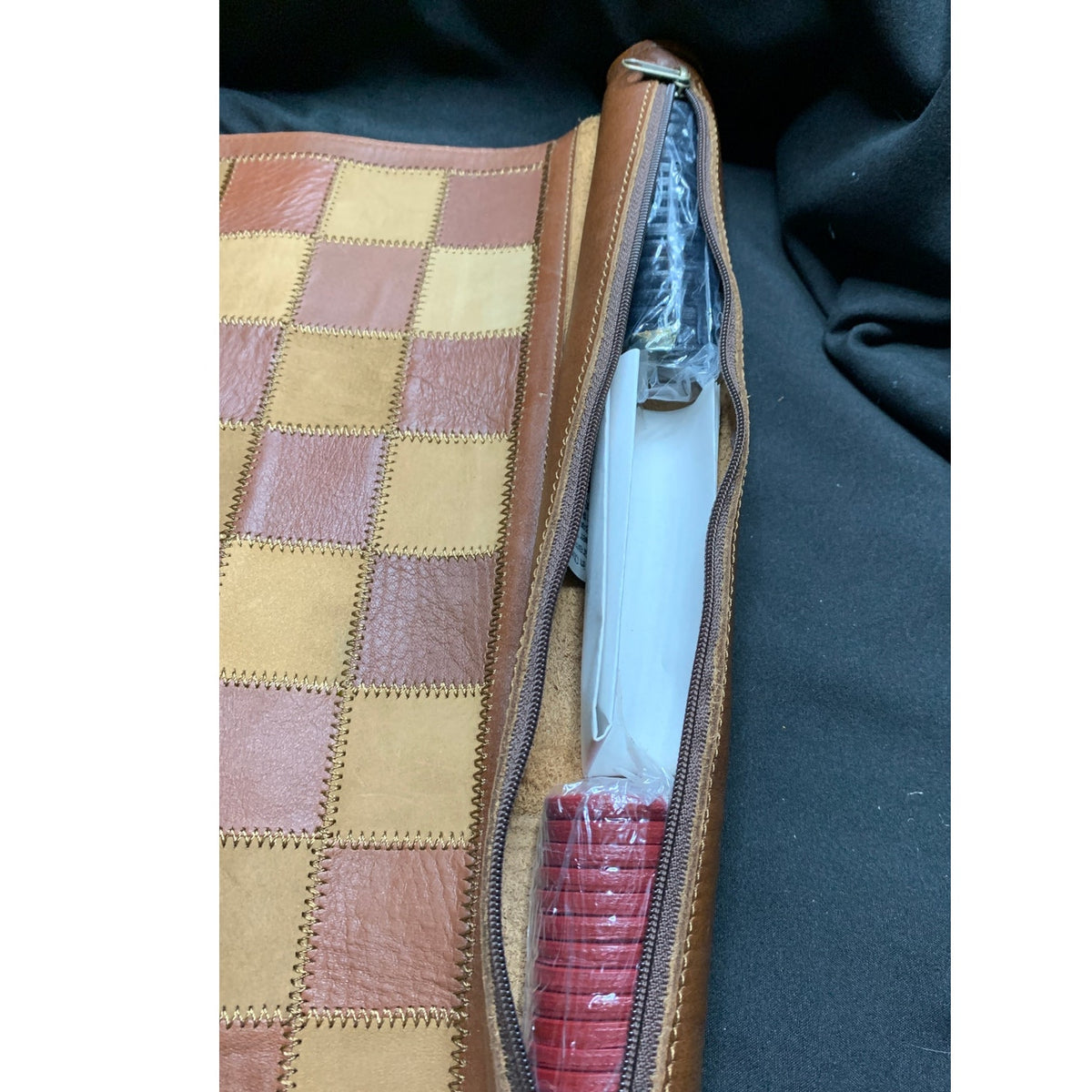 Vintage Marlboro Leather Roll Up Chess Checkers Travel Game Complete 34 Pieces