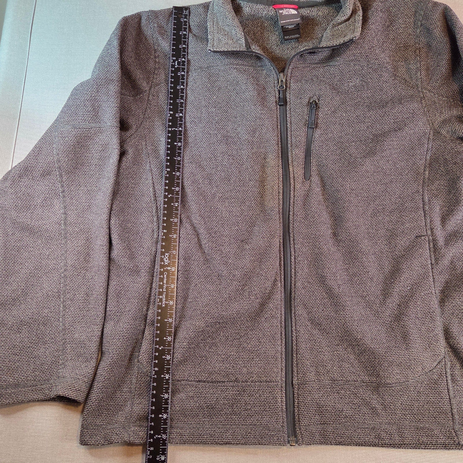The North Face Men’s L Gray Full Zip Fleece Jacket Lightweight Polyester