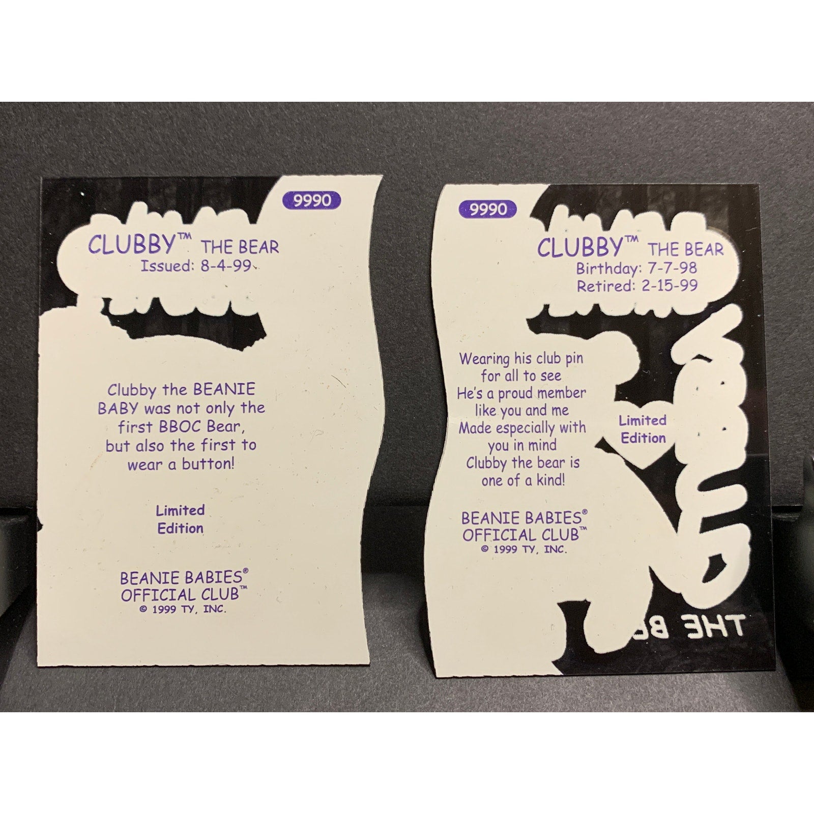 1999 Ty Beanie Babies Collector's Cards for Members Only