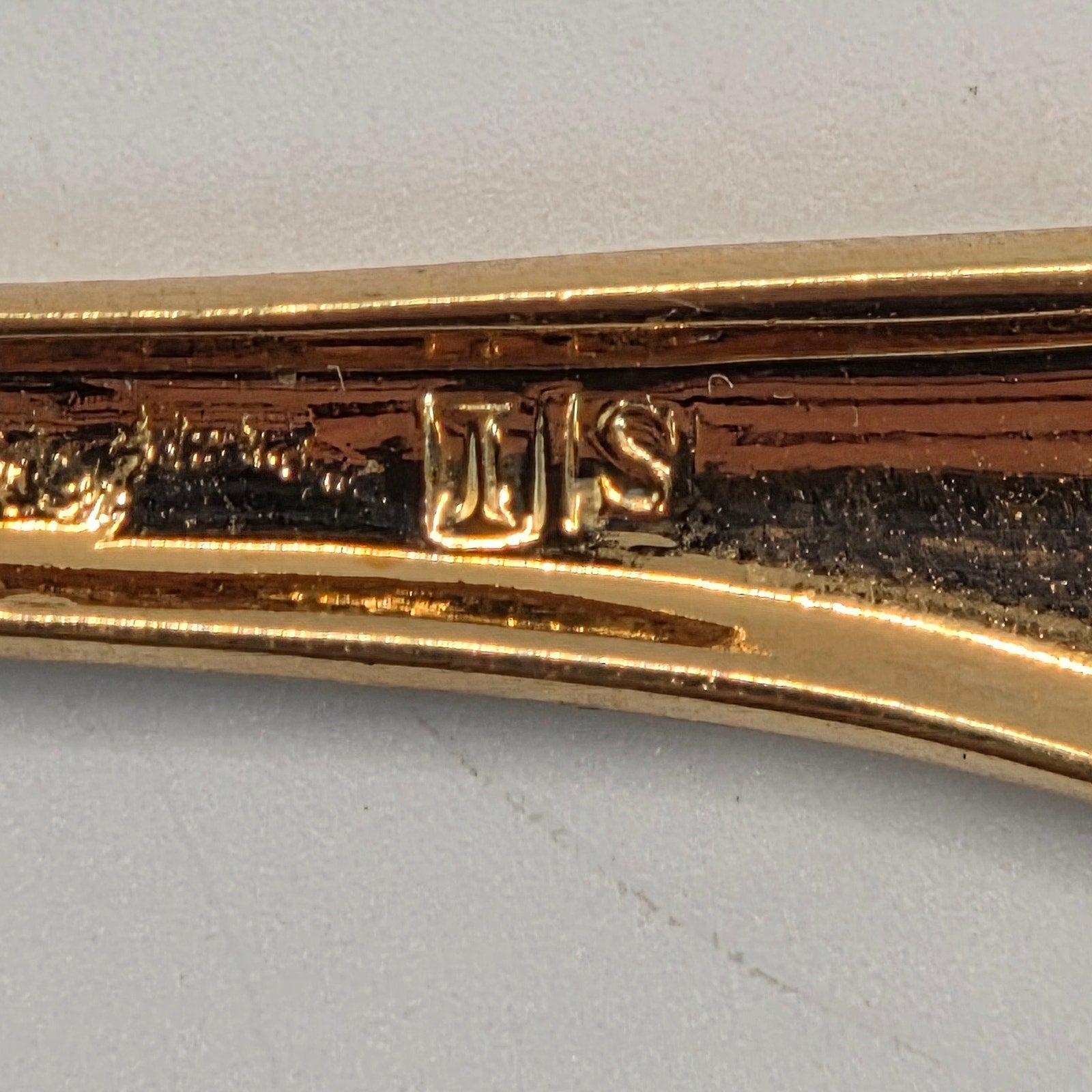 Vintage 1970s IIS International Silver Gold Tone Mustache Cup Hanging Tea Spoon