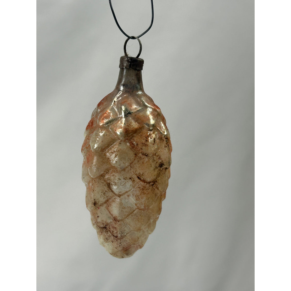 Vintage Pink Silver Mercury Glass Pinecone Christmas Ornament 3 Inch Antique