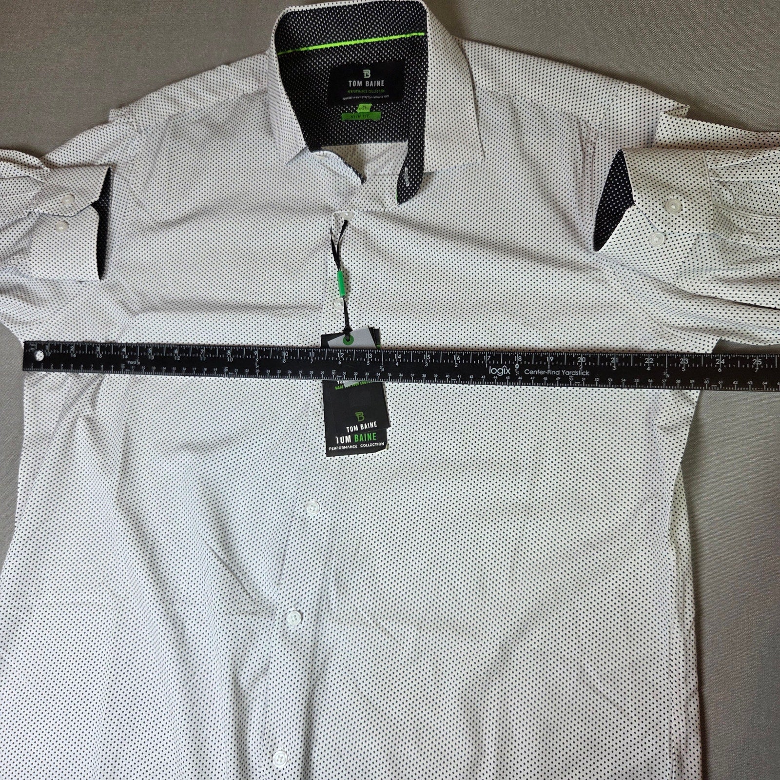 Tom Baine Performance Collection Shirt XL Slim Fit Polka Dot Button Front NWT