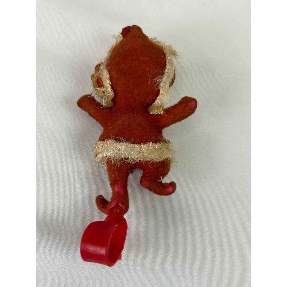 Vintage 1940s 1950s Flocked Pixie Elf Christmas Ornament Clips Lot of 4