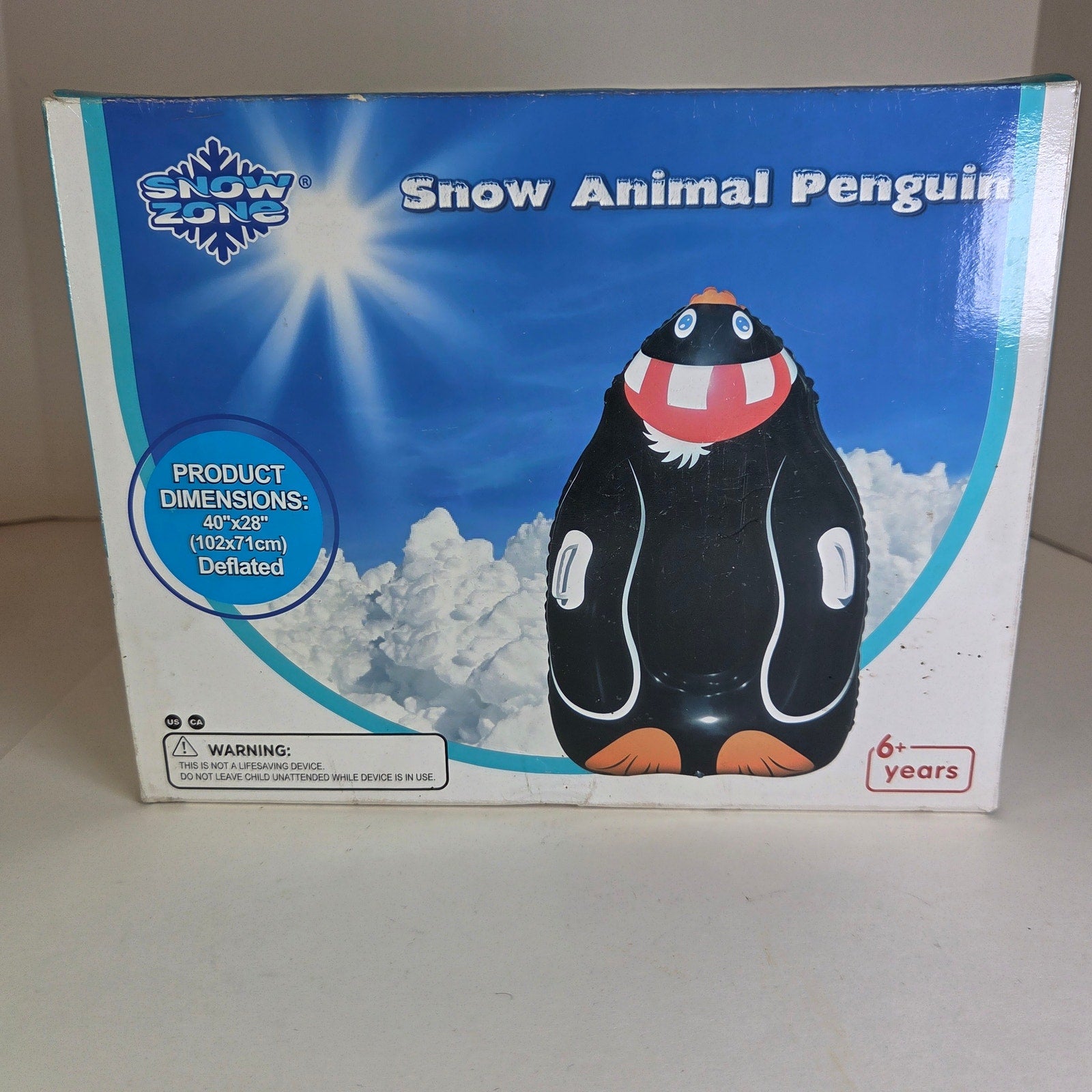Snow Zone Penguin Snow Tube Inflatable Sled 38" x 25" New in Box Winter Toy