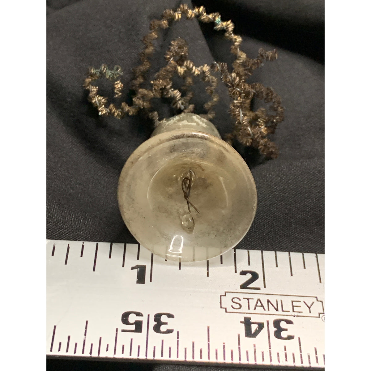Antique Vintage Glass Bell Christmas Ornament Glass Clapper Tinsel Silver