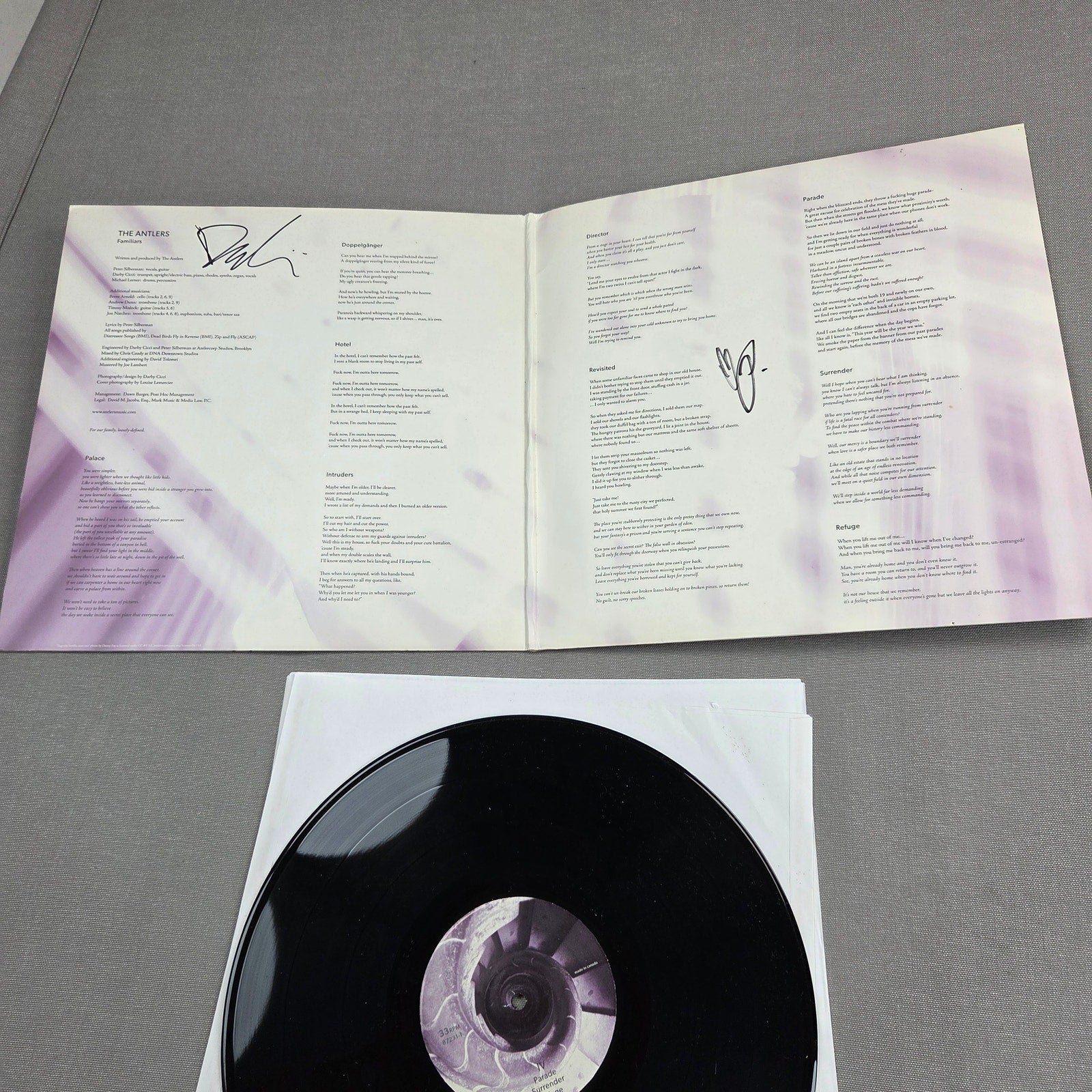 The Antlers Familiars Signed Vinyl LP x4 Peter Silberman JSA COA 2014