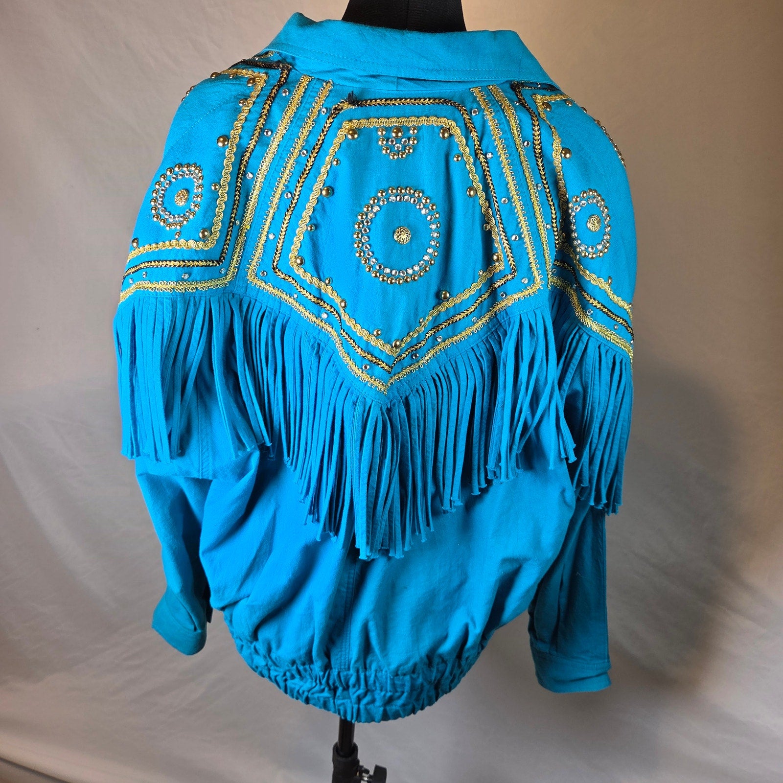 Varda Garfinkel Vintage 80s Western Fringe Beaded Rodeo Jacket Women's L