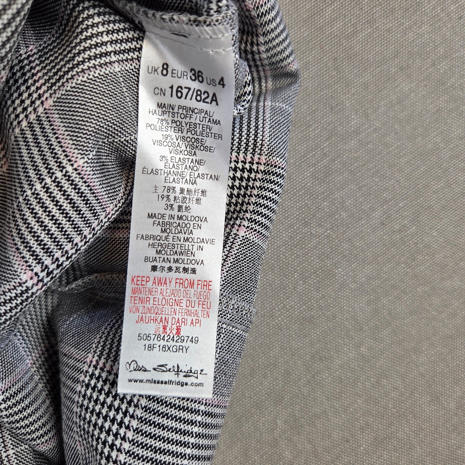 Miss Selfridge Check Plaid Sheath Dress Women’s Size 4 NWT Long Sleeve