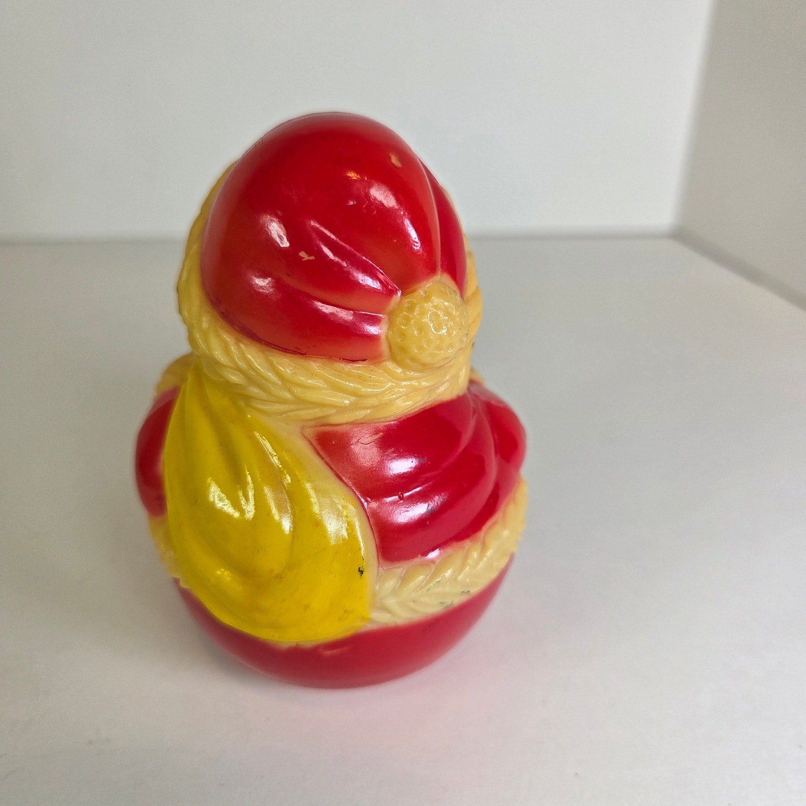Vintage Santa Claus Roly Poly Toy – Retro Plastic Wobble Figure 5" Tall 1970s