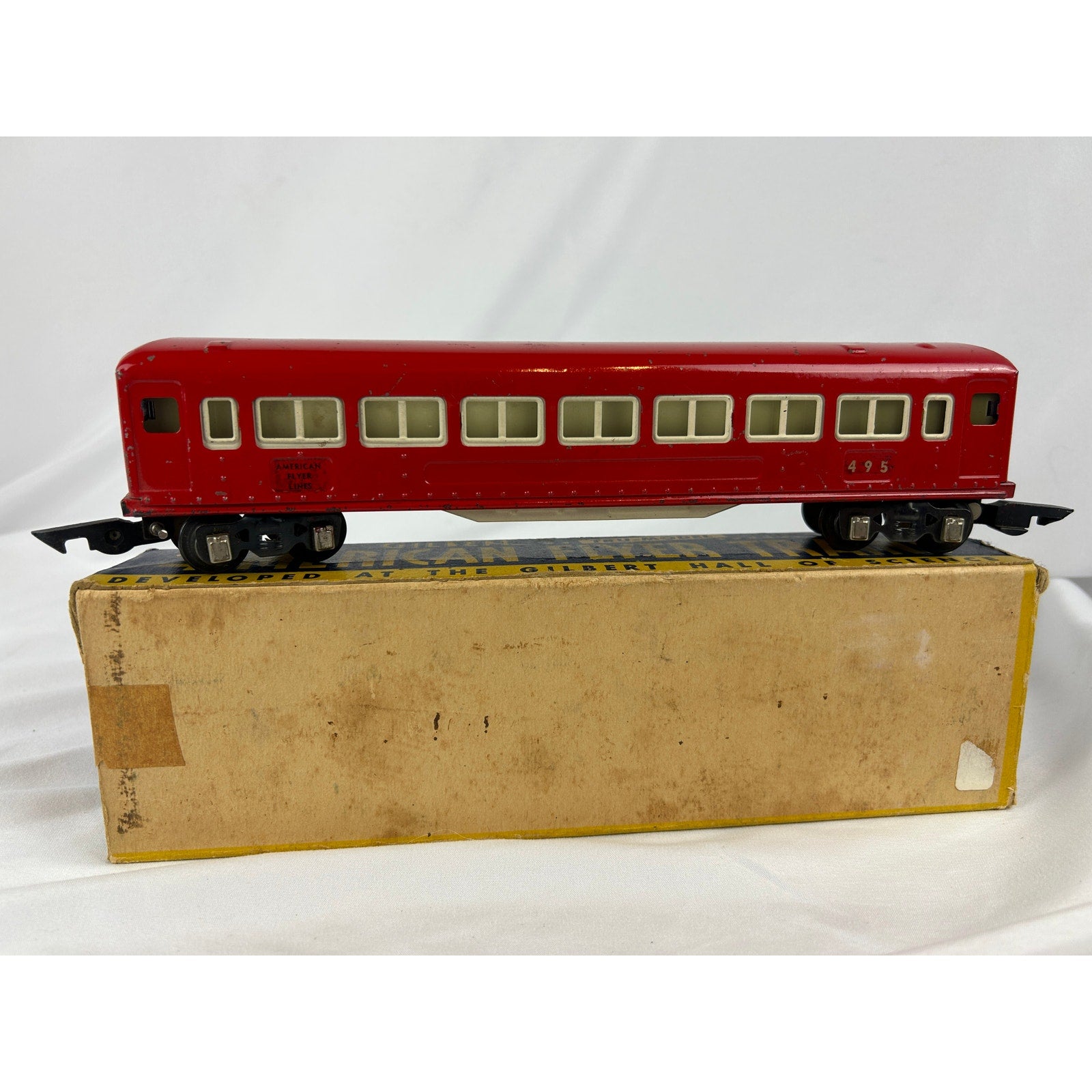 American Flyer 495 Red Passenger Car Prewar 3/16 O Gauge w Box