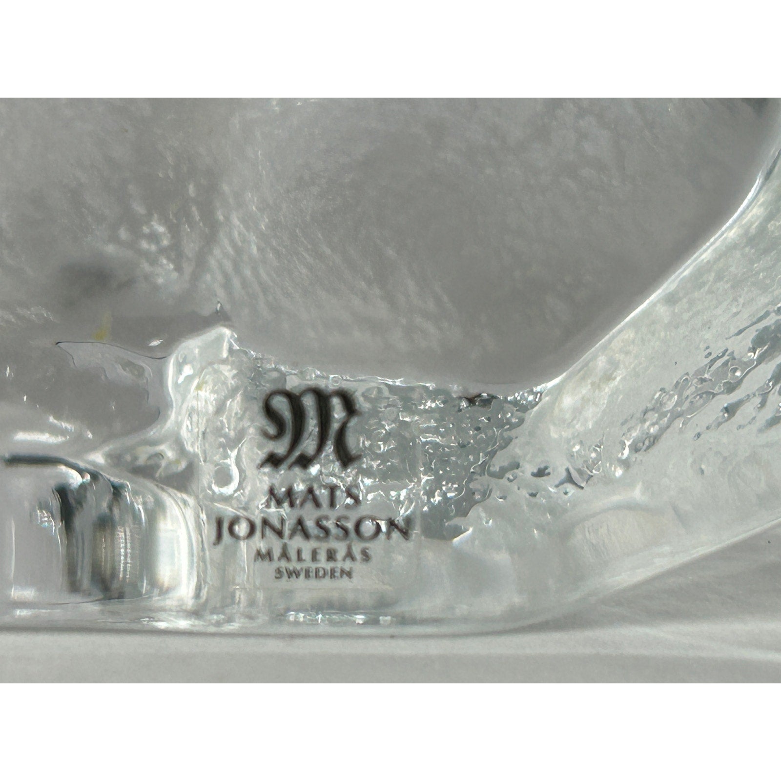 Mats Jonasson Maleras Sweden Crystal Polar Bear and Cub Heavy Glass Sculpture