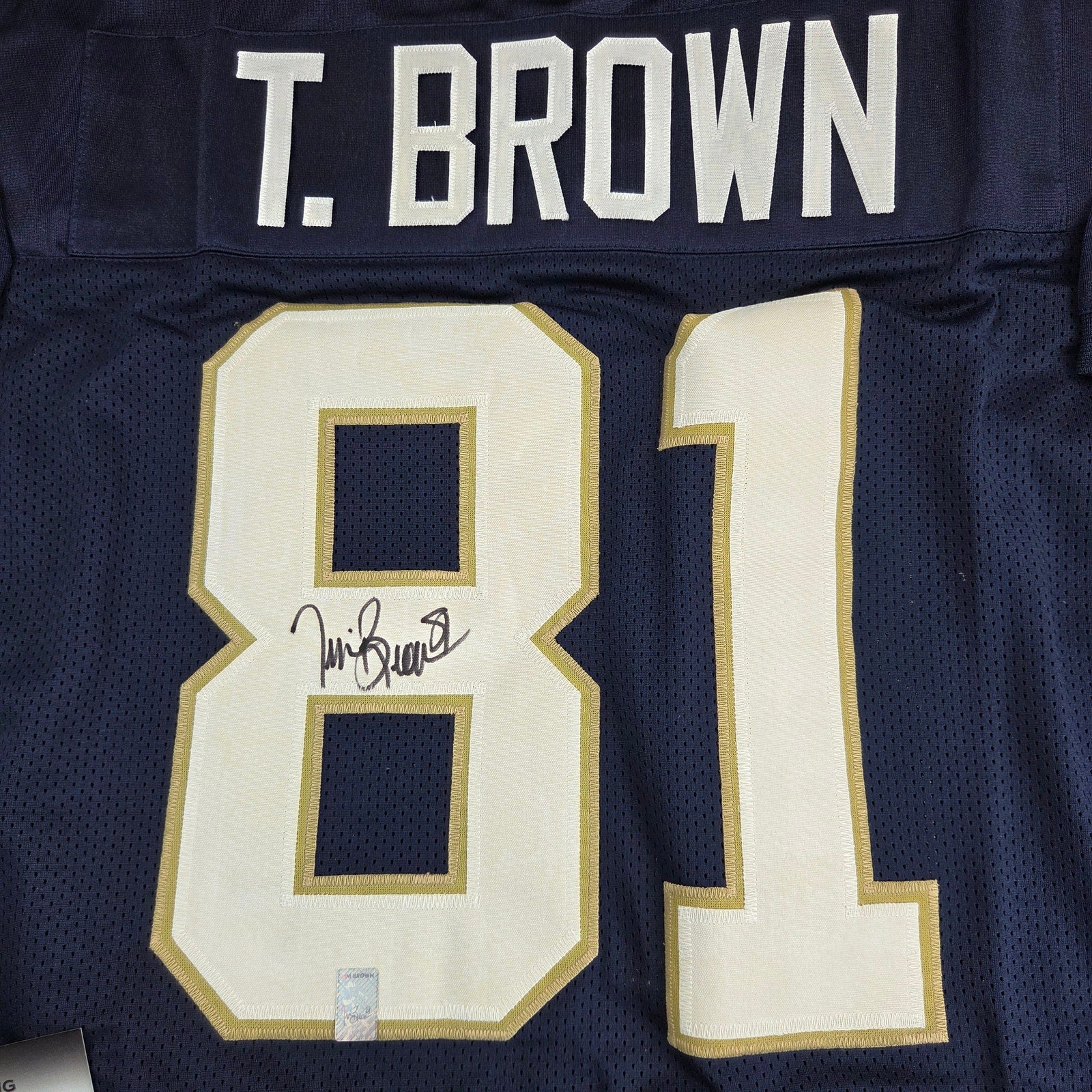 Tim Brown Signed Notre Dame Career Stats Custom Jersey XL GTSM COA Heisman