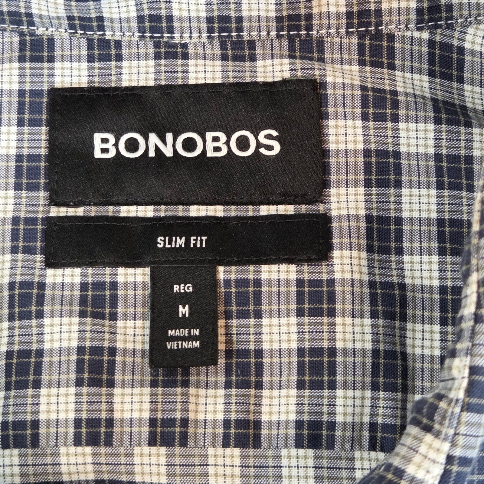 Bonobos Slim Fit Gingham Plaid Button Down Shirt Mens M Stretch Cotton