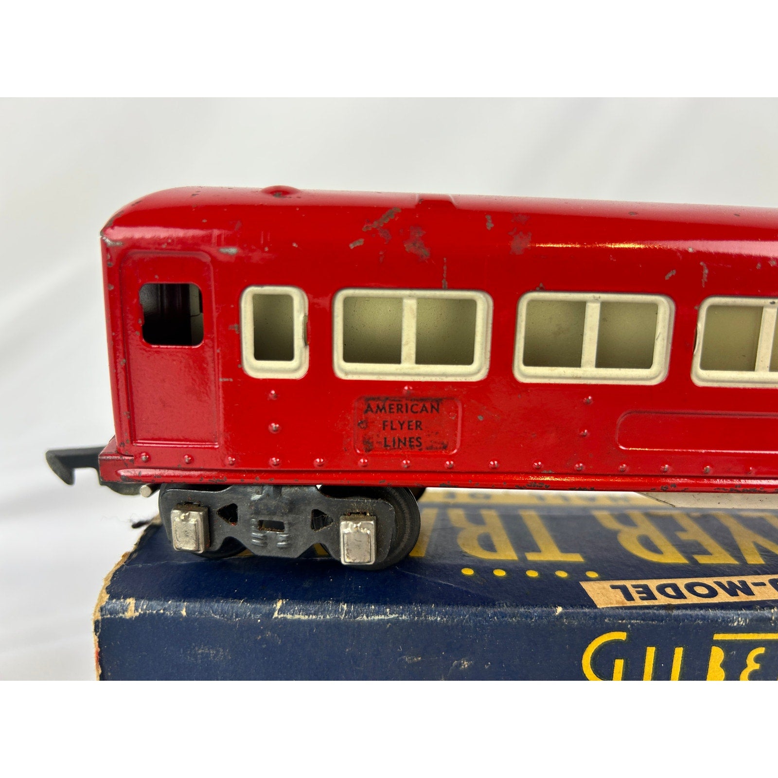 American Flyer 495 Red Passenger Car Prewar 3/16 O Gauge w Box