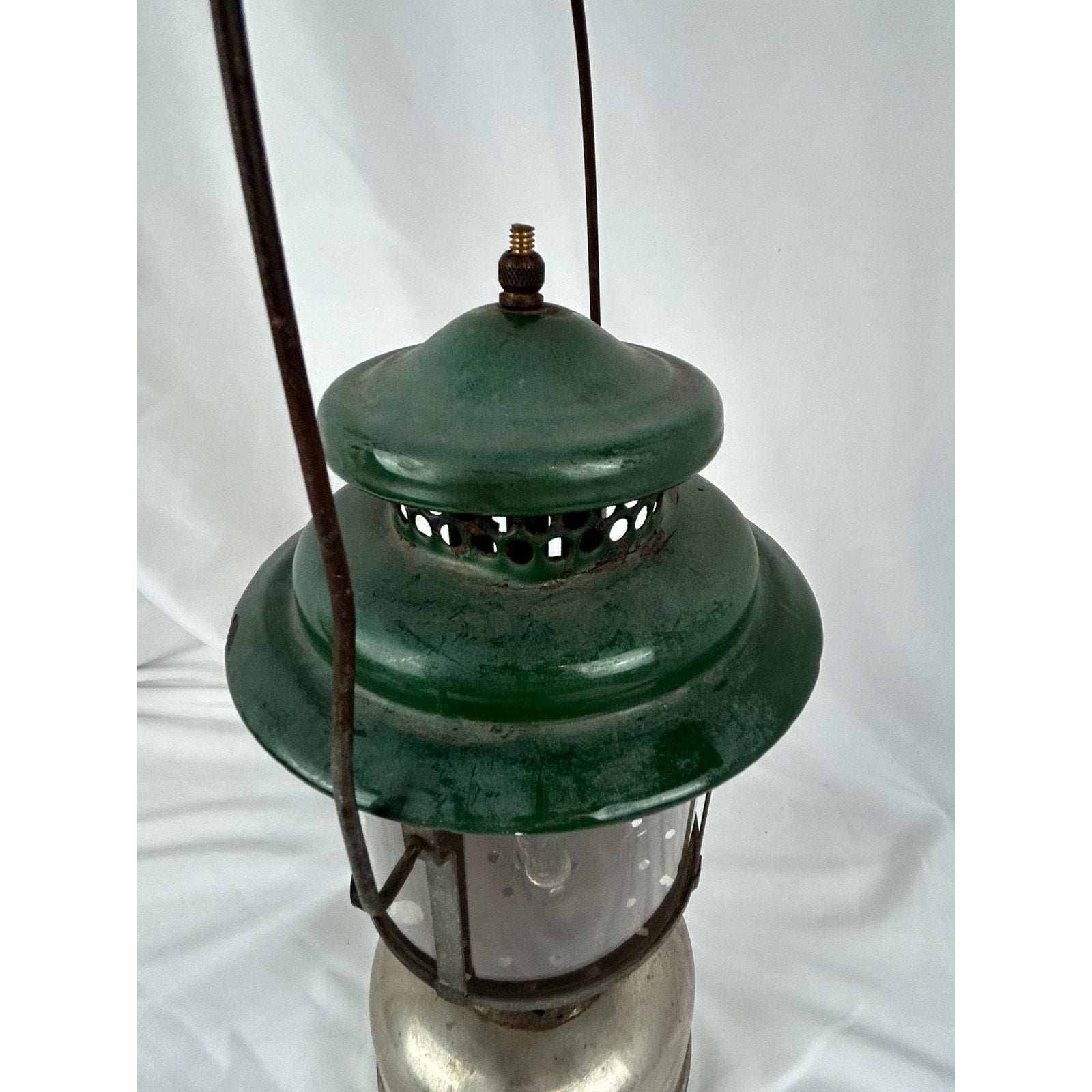 Coleman Double Mantle Lantern Green Top Pyrex Globe Made in USA Vintage