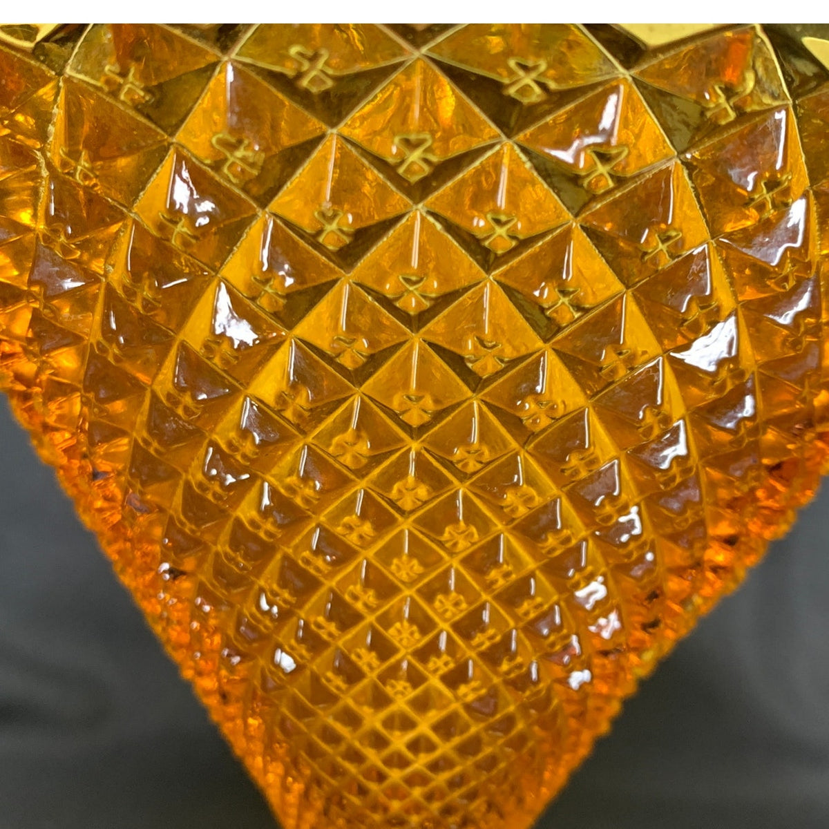 Vintage Indiana Glass Diamond Point Amber Pedestal Compote Candy Dish