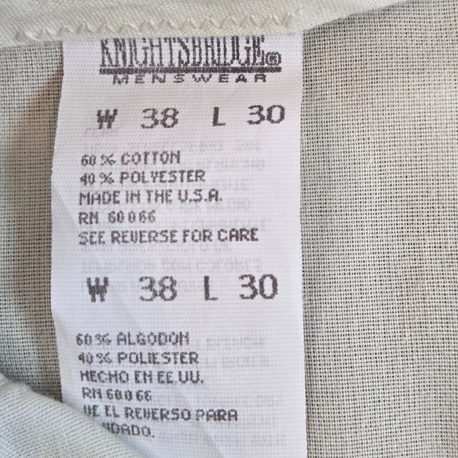 Knightsbridge Menswear Slacks Men’s 37x26 Khaki USA Cotton Blend 38x30