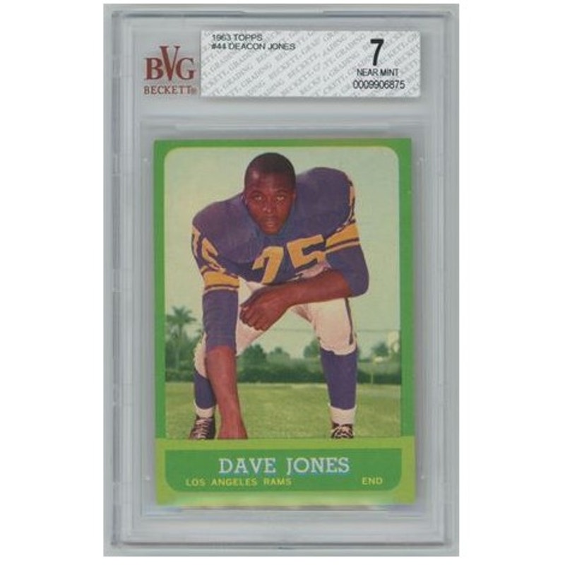 1963 Topps #44 Deacon Jones Rookie Card BVG 7 NM Los Angeles Rams HOF