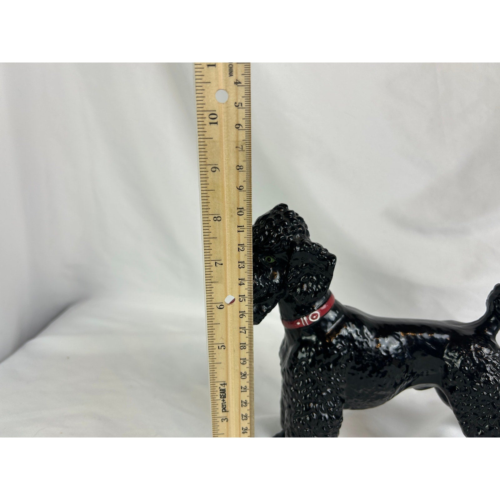 Vintage Black Poodle Dog Figurine 8 Inch Glossy Mid-Century Breyer Style