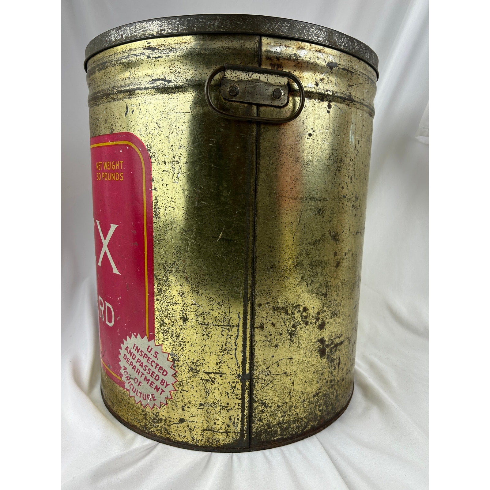 Cudahy Rex Pure Lard Vintage Metal Pail Tin Bucket With Handles