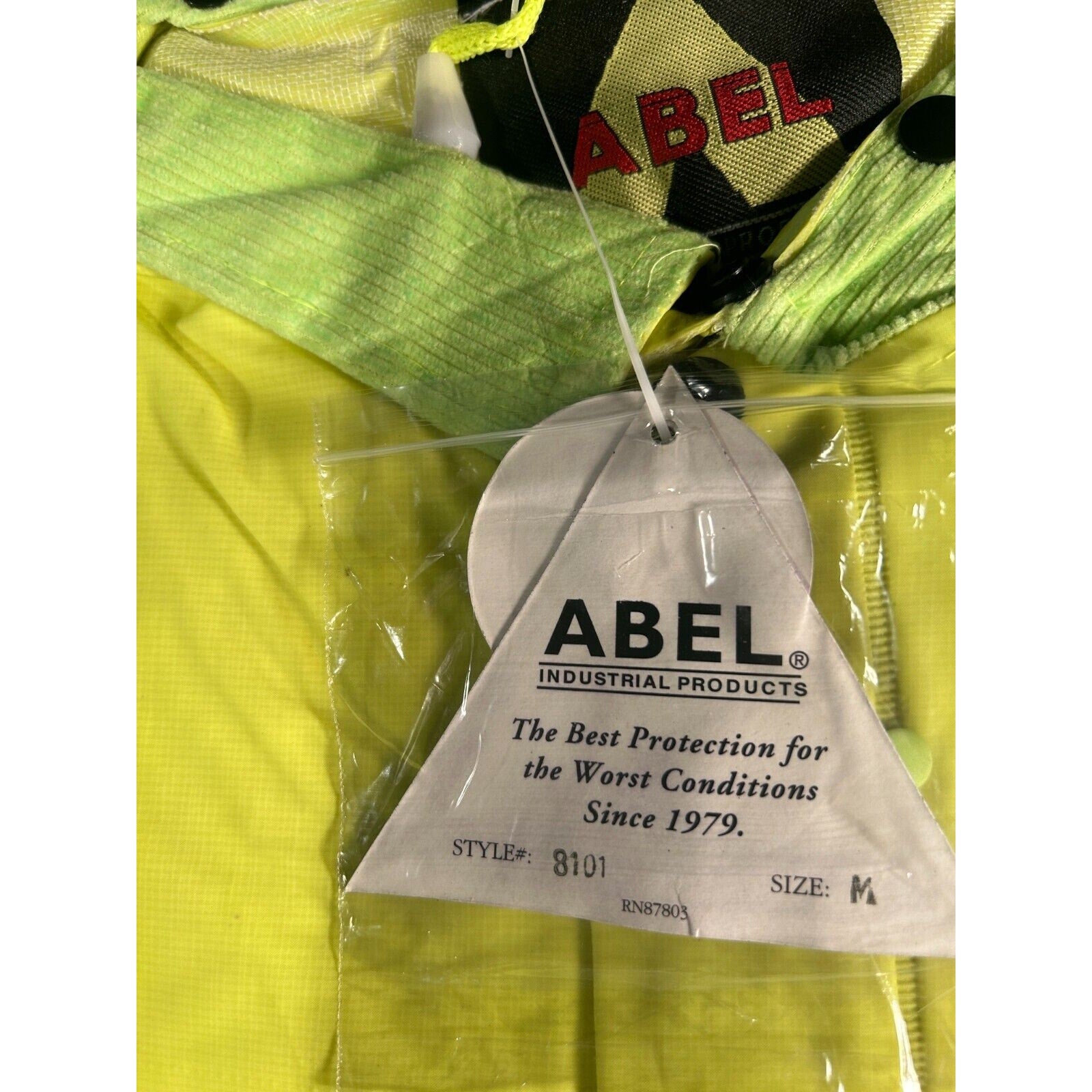 Abel Hi-Vis Rain Suit Jacket Pants Hood Men’s Medium Safety Lime Green PVC