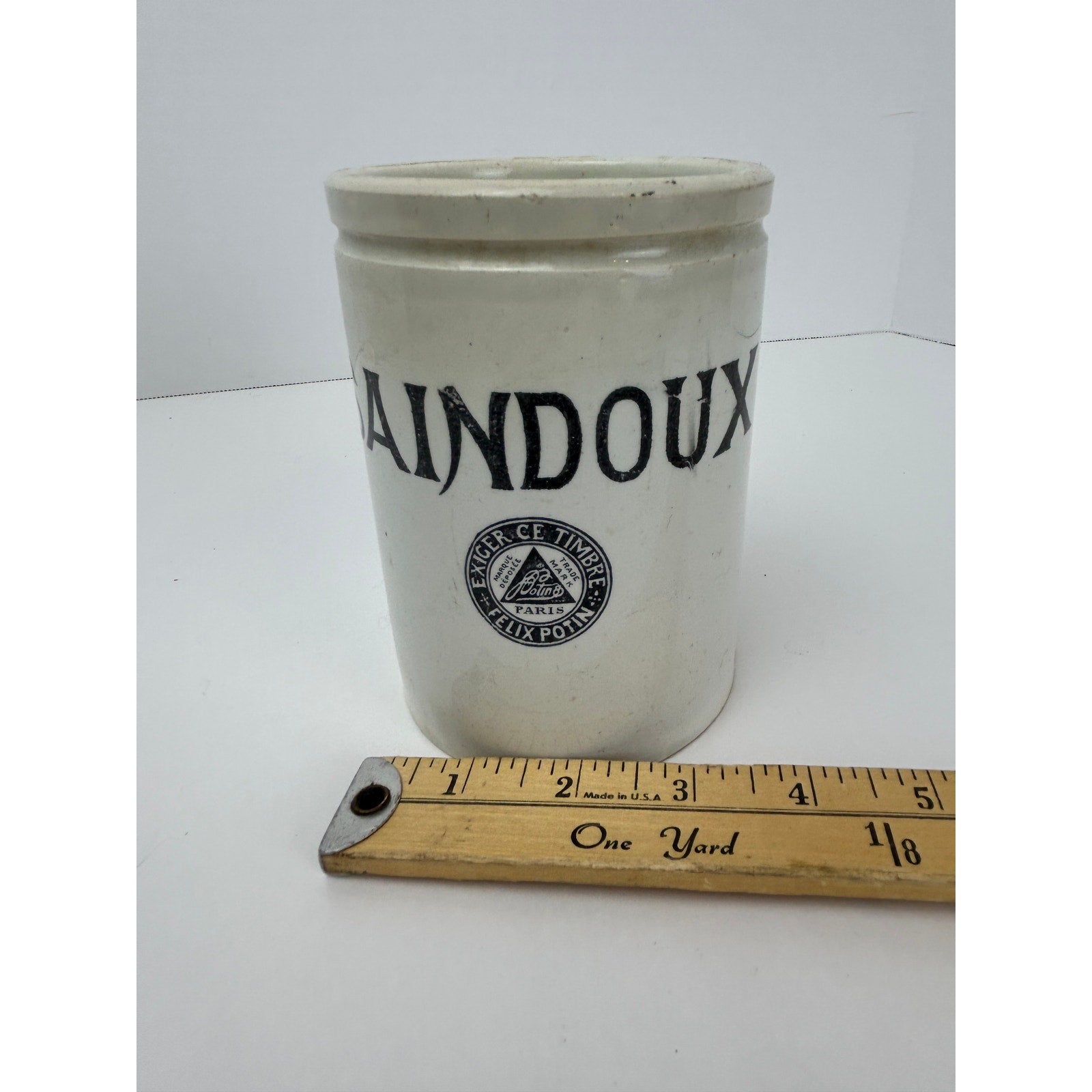 Rare Felix Potin Saindoux French Advertising Ironstone Crock Jar Luneville 1900s