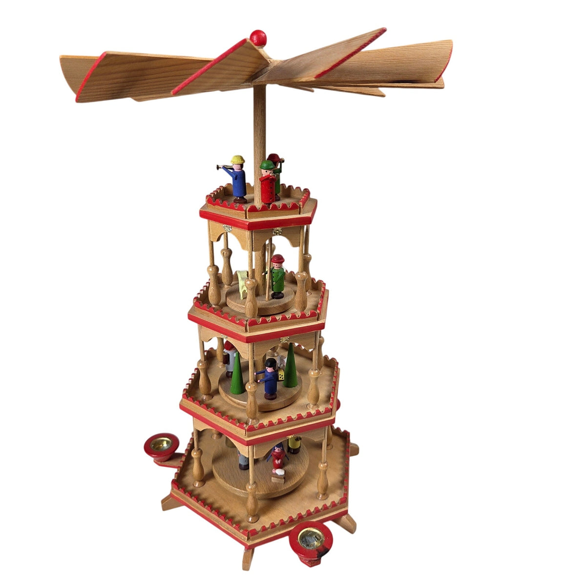 Vintage Erzgebirge Wood Christmas Pyramid Nativity GDR Germany 4 Tier