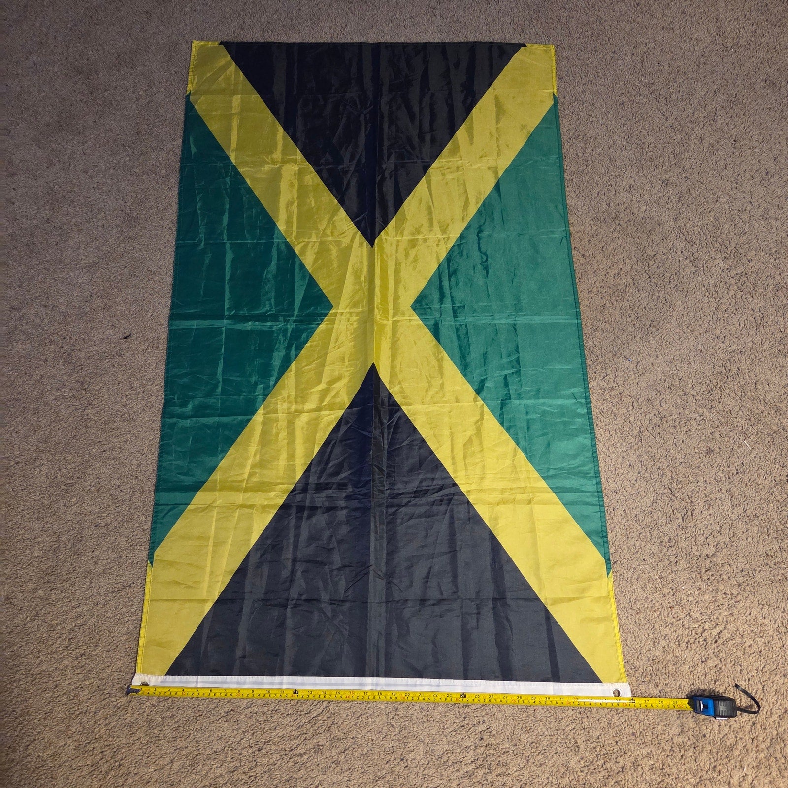 Jamaica National Flag 5x3 FT Black Green Gold Banner with Grommets