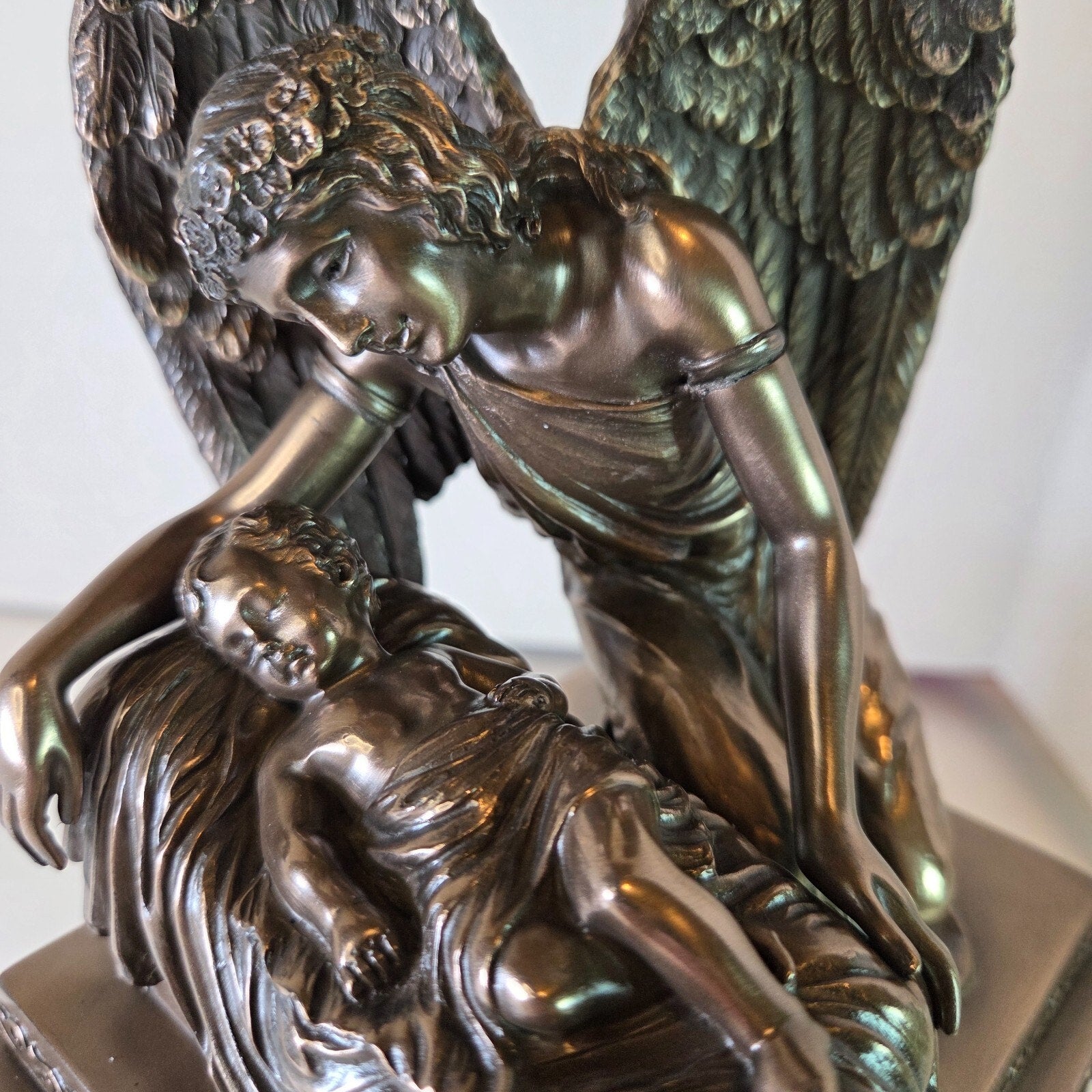 Angel and Baby Cold Cast Resin Urn for Human Ashes 6"x4 3/4"x9"