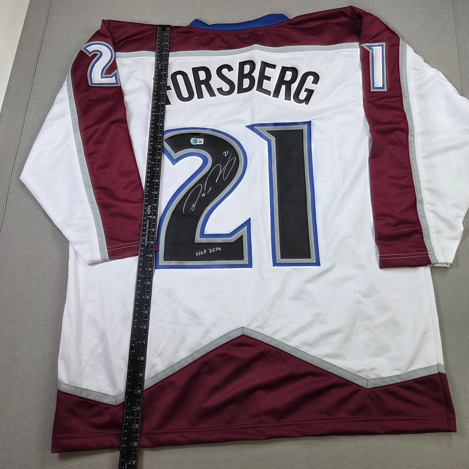 Peter Forsberg HOF 2014 Signed Avalanche Custom Jersey BAS Witness COA