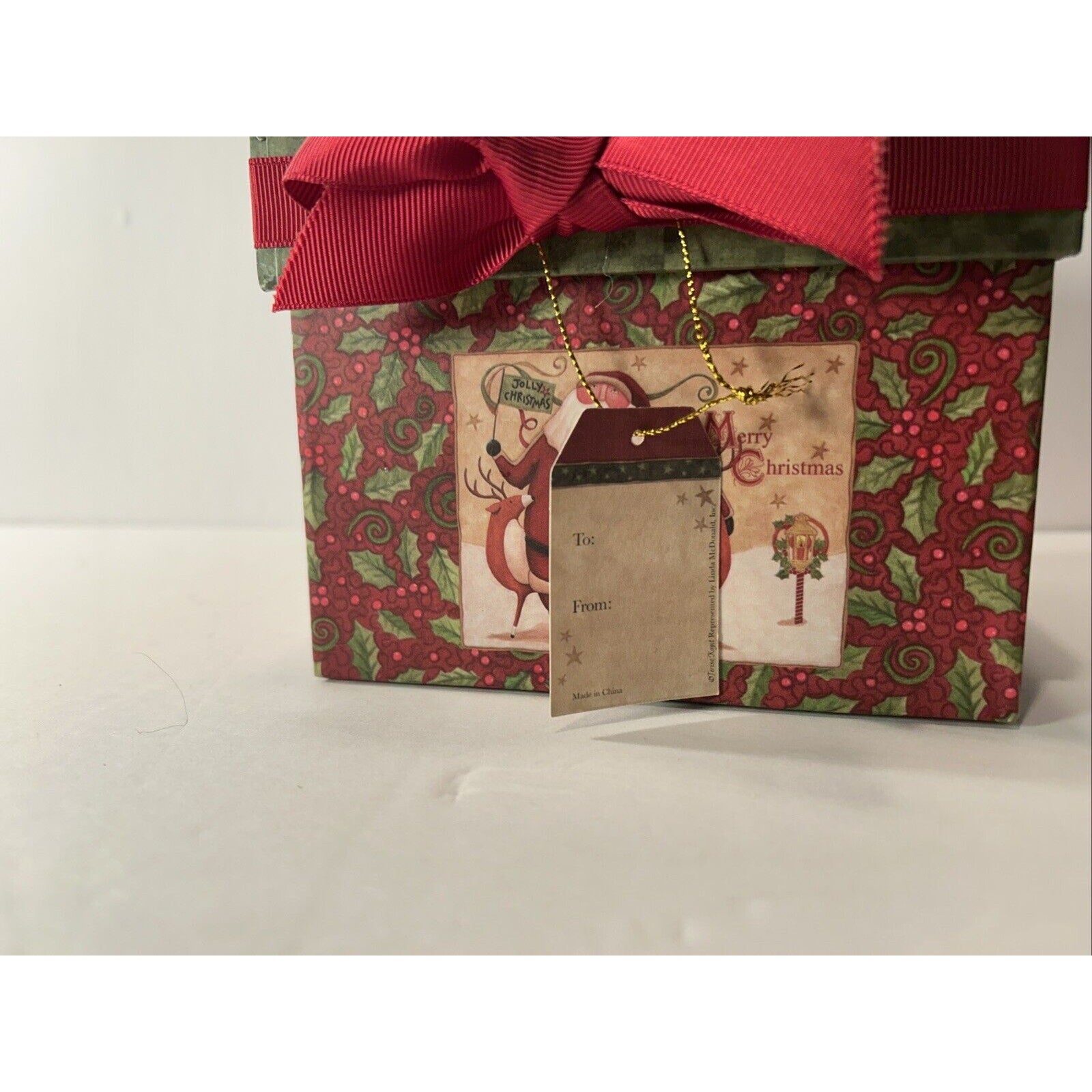 2 Small Decorative Square Gift Box, 1 Snowman, 1 Santa