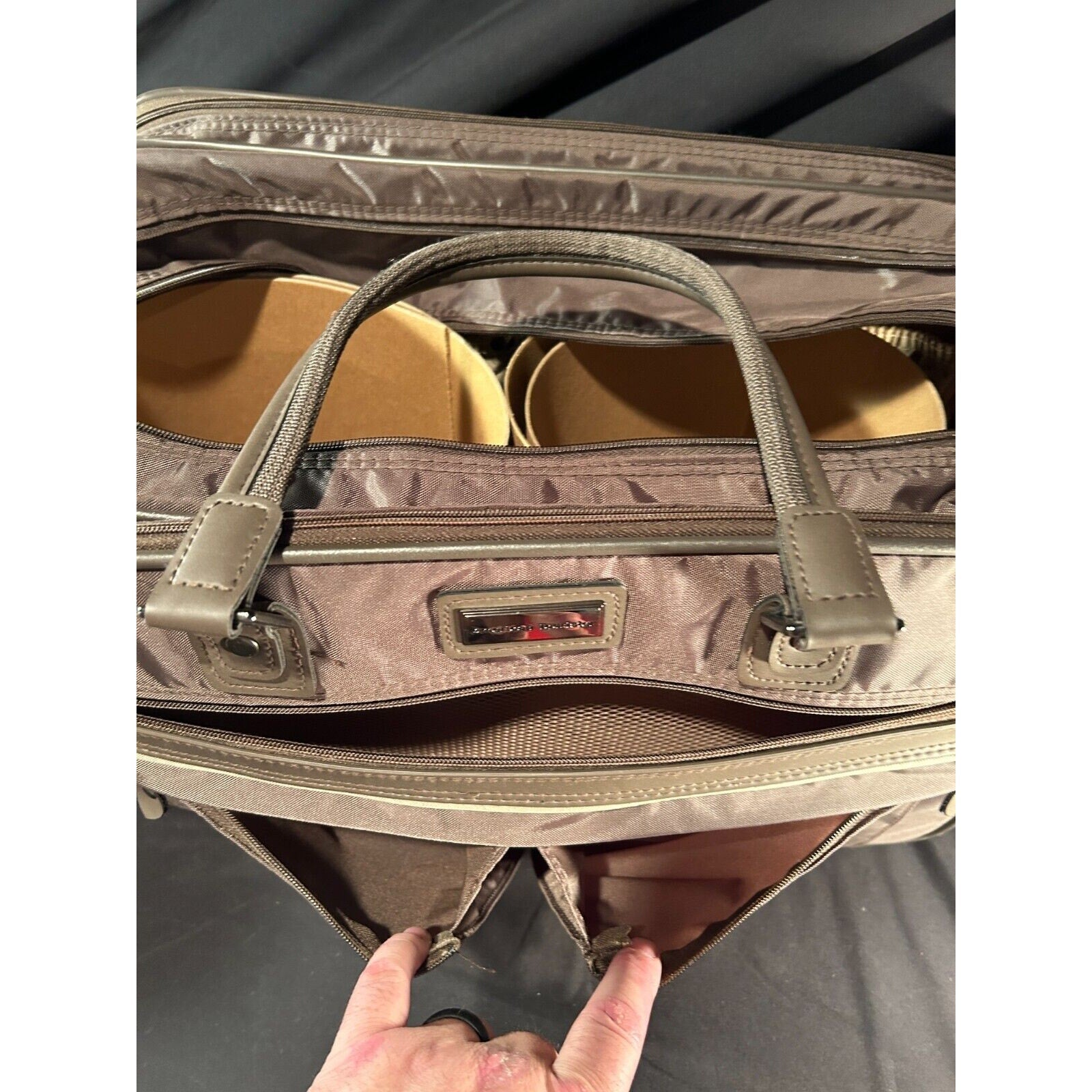 American Tourister Carry-On Bag Brown Nylon 20"x14" Two-Compartment Travel Case