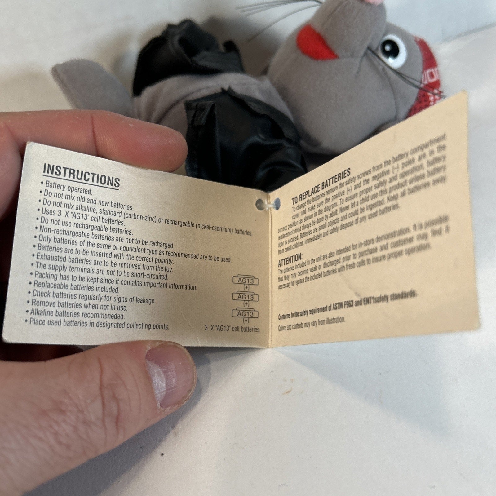 Chattering Critter Mouse Wearing a Leather Jacket and a Red Bandana