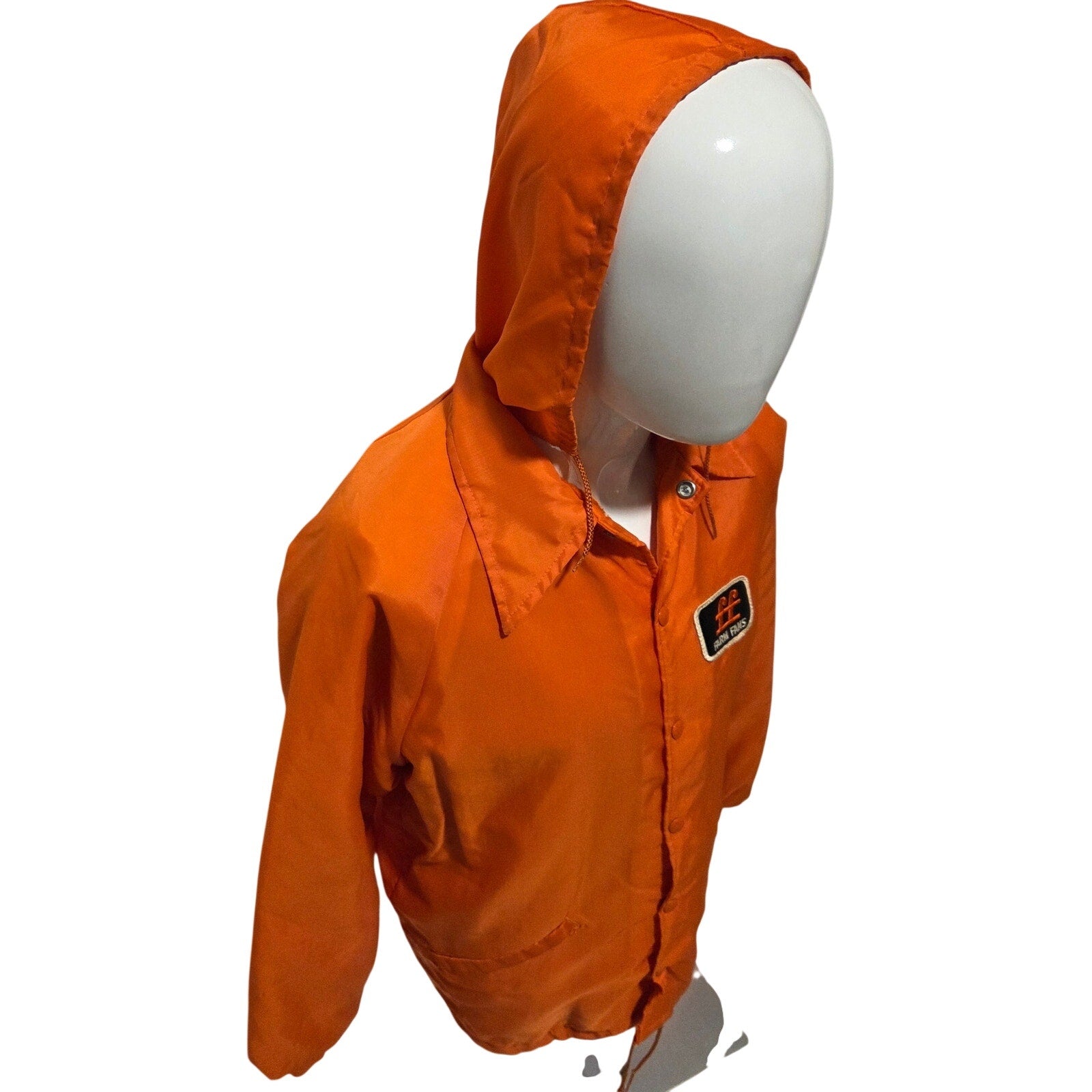 Vintage Swingster Farm Fans Hooded Coach Jacket USA Nylon Mens M Orange