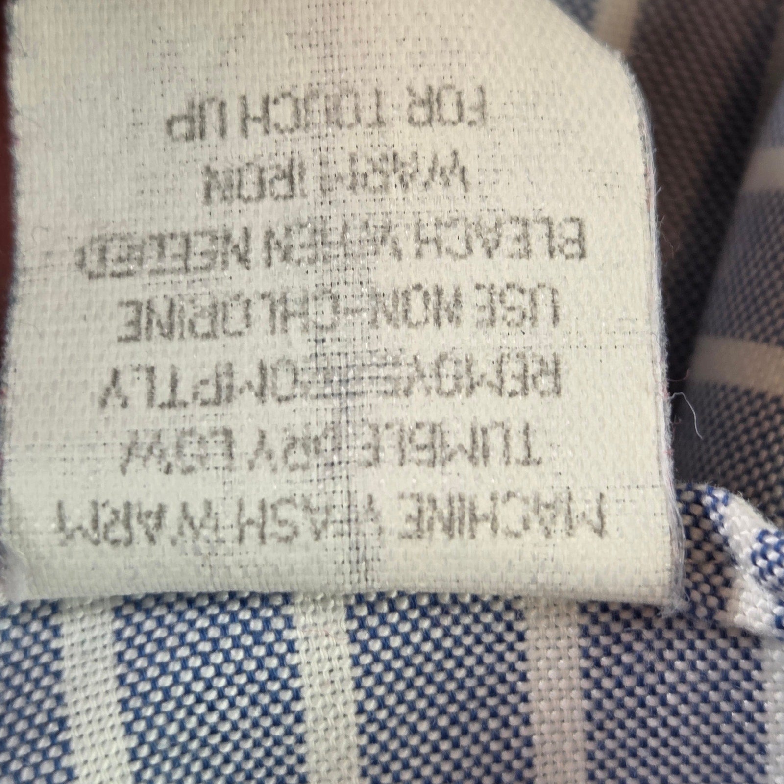L.L. Bean Vintage Blue White Striped Button Down Shirt Made USA 15 36