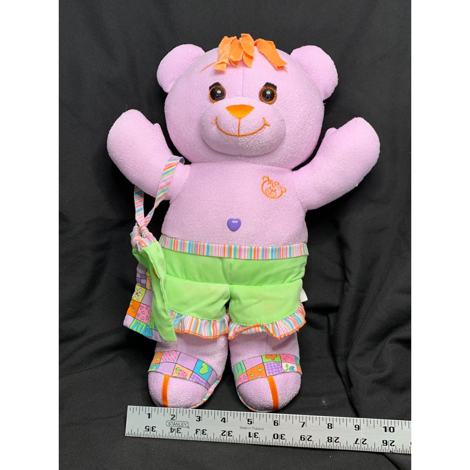 2005 Doodle Bear “Purple Neon” 16-Inch Plush with Coordinating Drawstring Bag