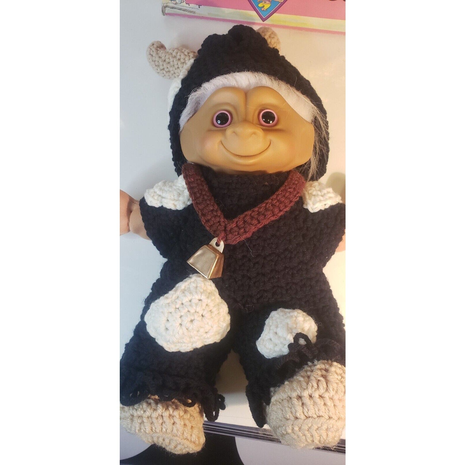 1991 Treasure Troll Tot 14" Doll Bellybutton Wishstone Vintage Cow Outfit