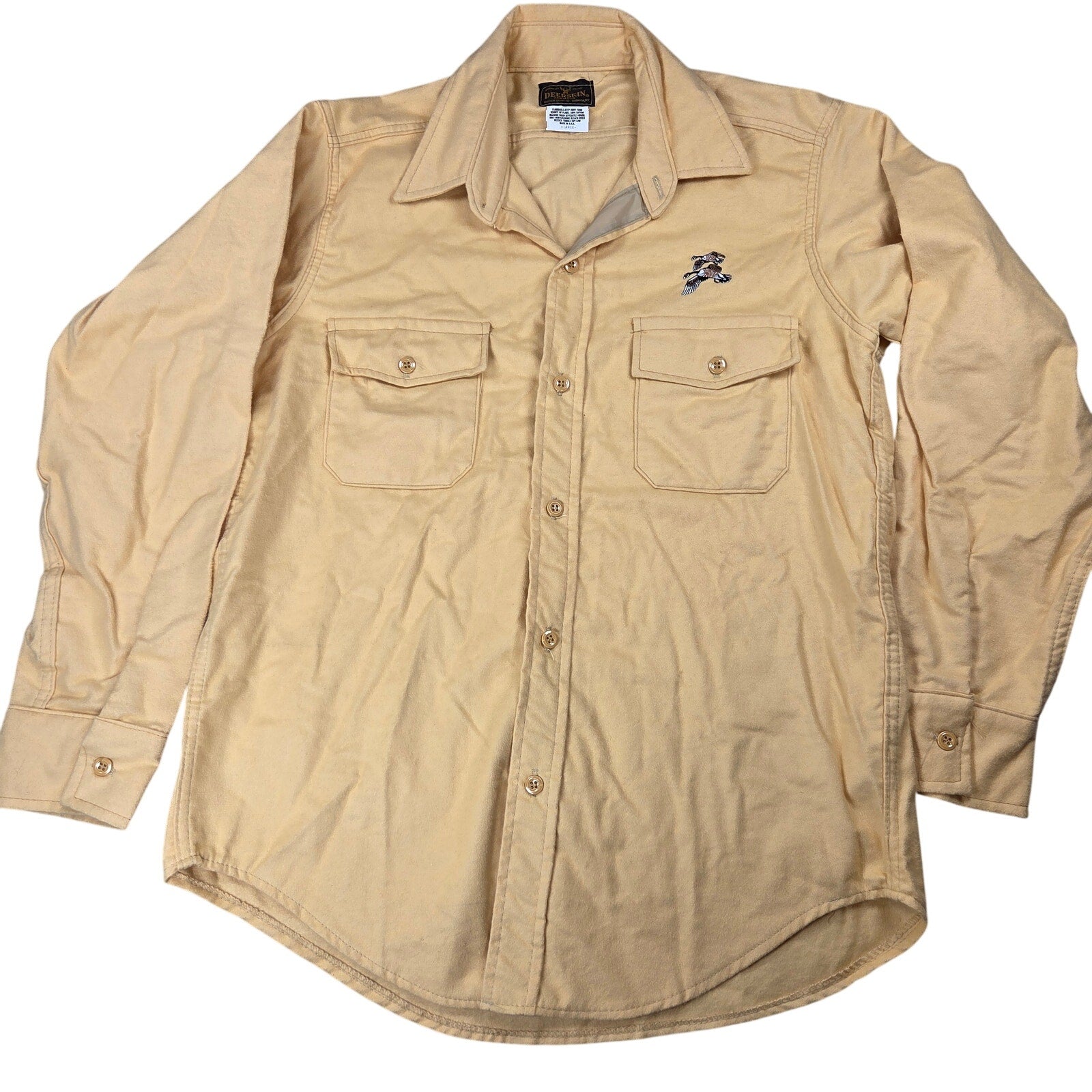 Deerskin Melton Shirt Co Duck Embroidered Chamois Shirt USA Mens Large