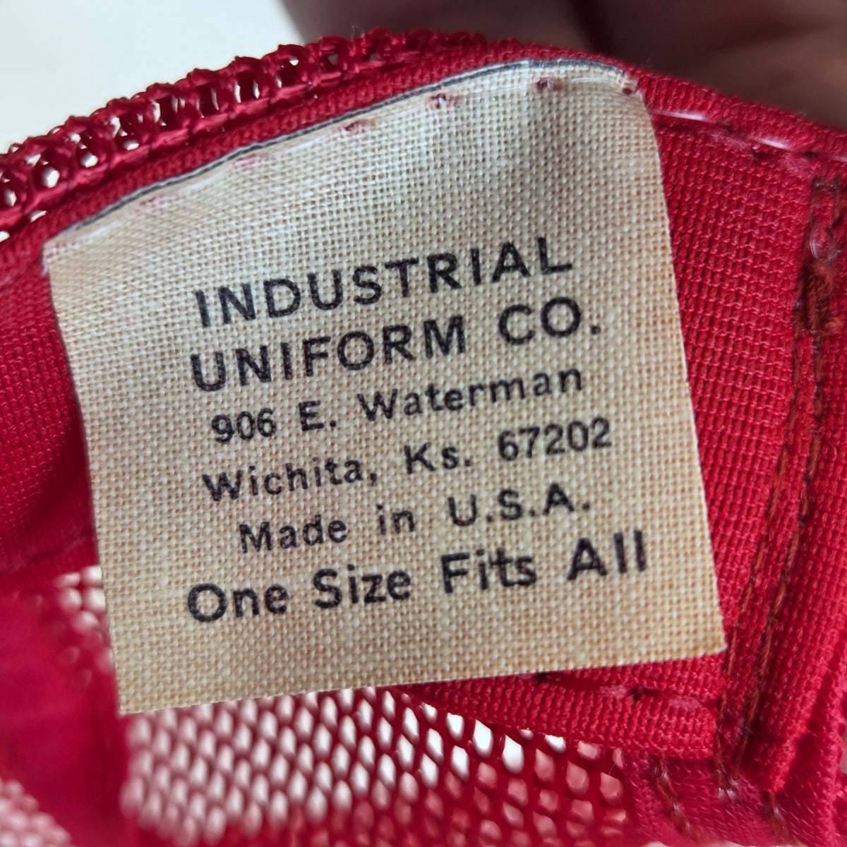 Vintage OK Hardware Trucker Snapback Hat USA Industrial Uniform Company Red