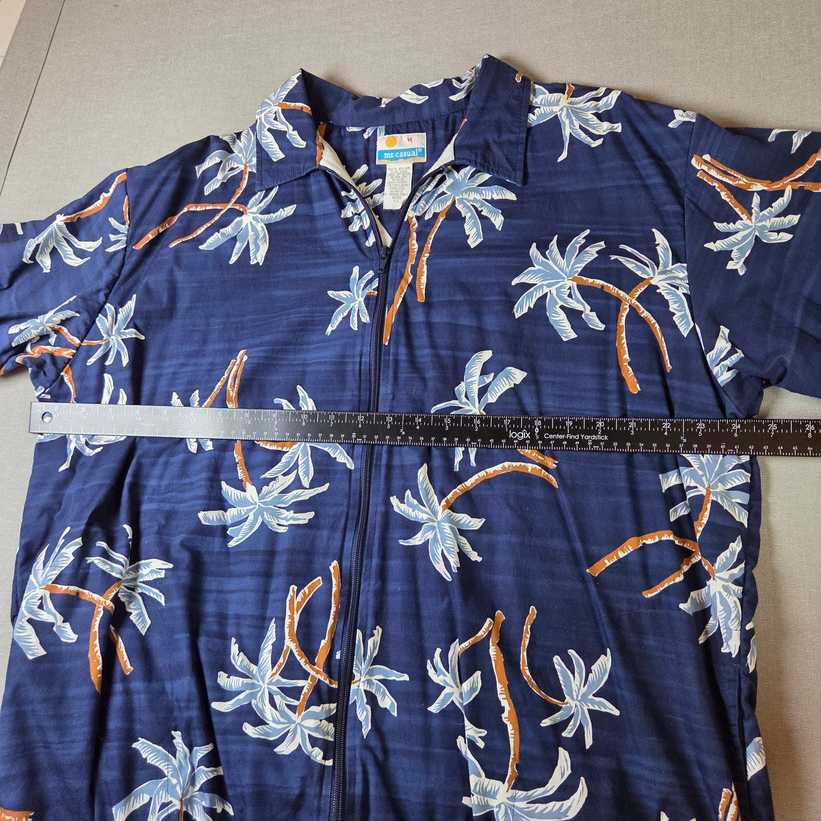 Mr. Casual XL Palm Tree Print Full Zip Terrycloth Lined Shirt Jacket
