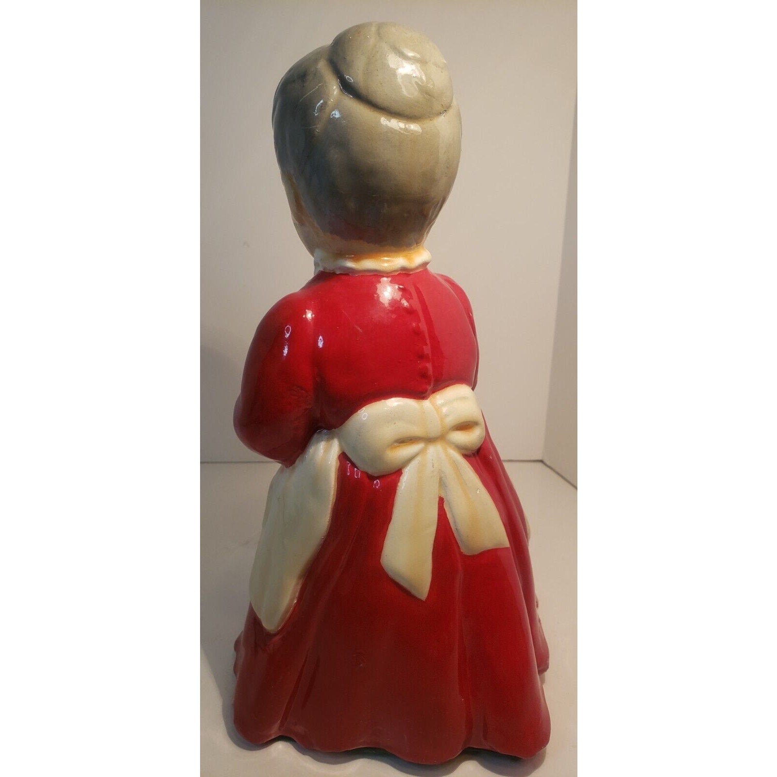 Vintage Ceramic Mrs. Claus Figurine Hand Painted Holding Stocking 10" Holiday