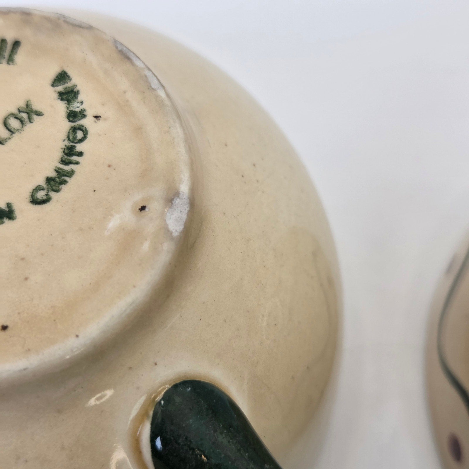 Vintage Metlox Poppytrail 4 Coffee Tea Cups California Pottery Set Green Handles