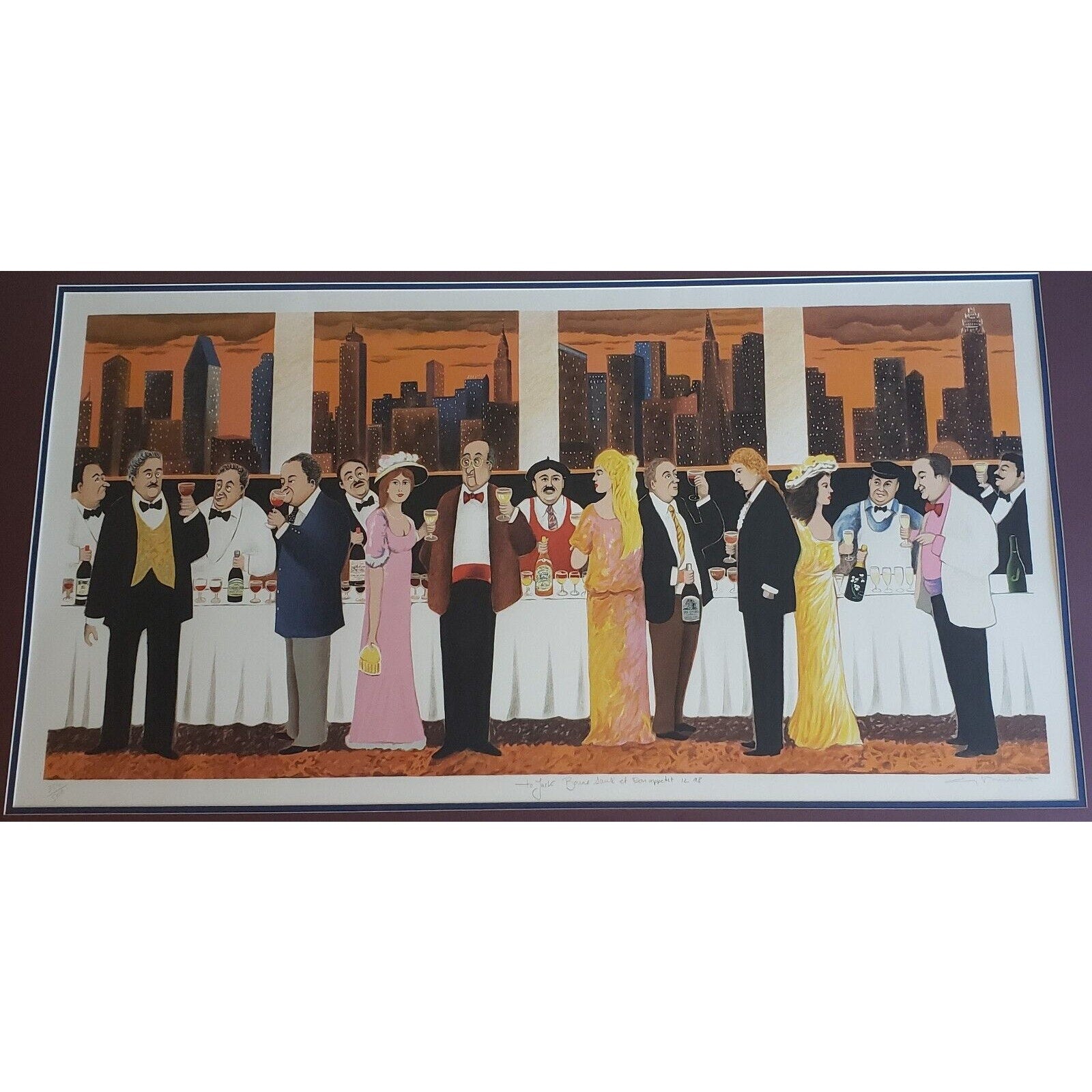 Guy Buffet Signed Wine Tasting Ltd Ed Print 354/500 Framed 26.5" x 43.5"